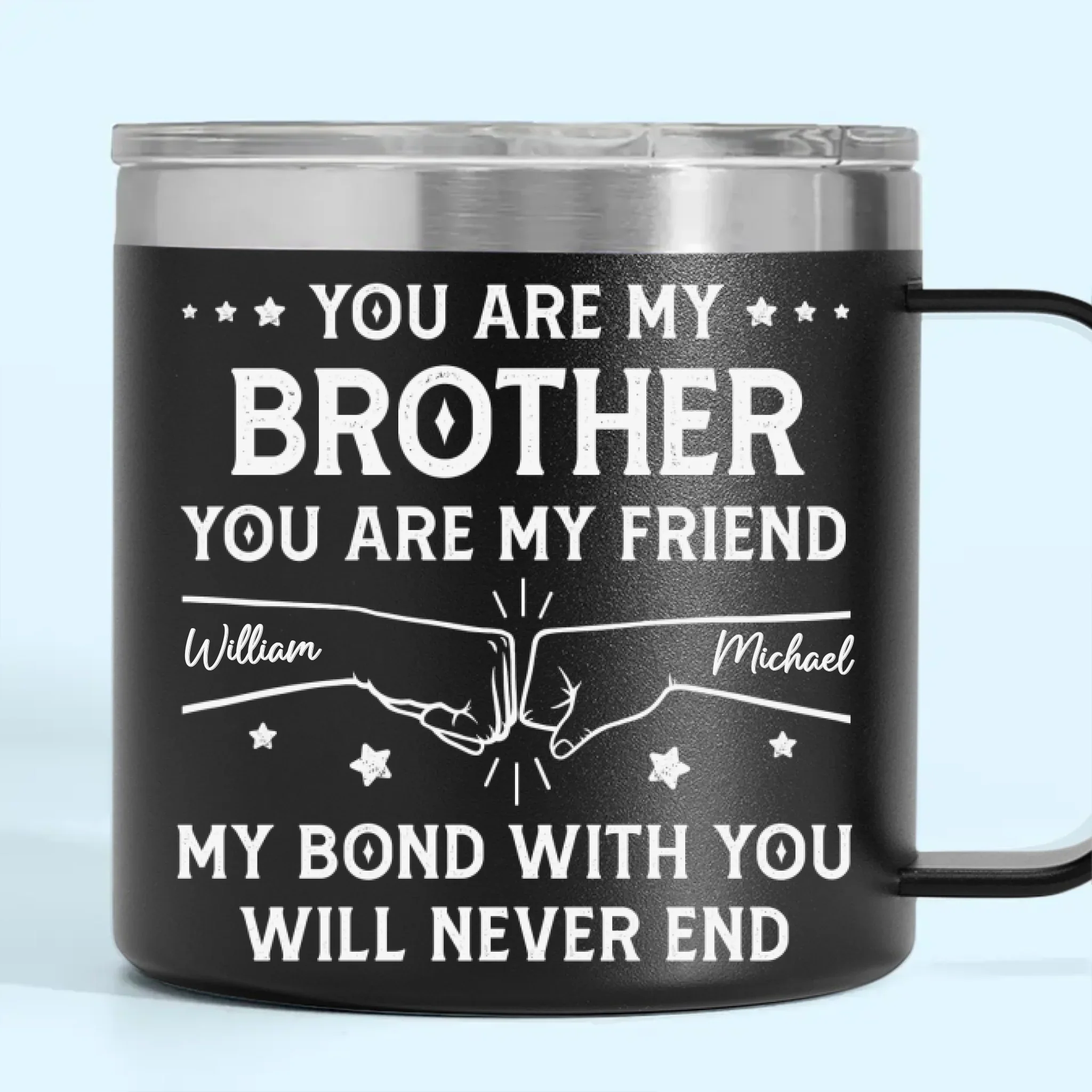Custom 14oz Stainless Steel Tumbler With Handle -  Personalized Birthday Gifts For Dad, Brother, Sister, Kids - Love In Every Sip - Image 2