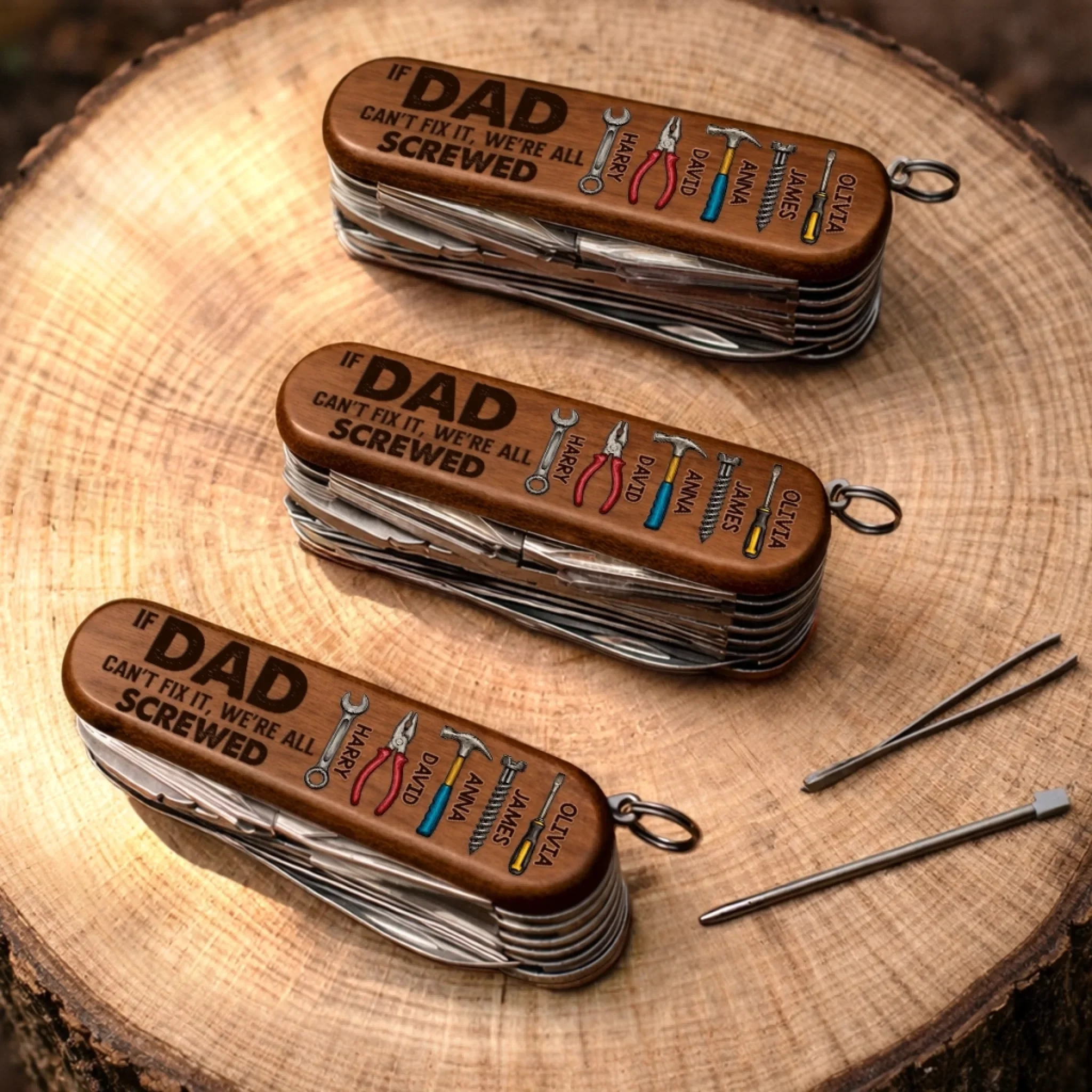 Custom 15-in-1 Pocket Multi Tool - Personalized Father's Day Birthday Gifts For Dad, Grandpa - Strong Like My Dad - Image 5