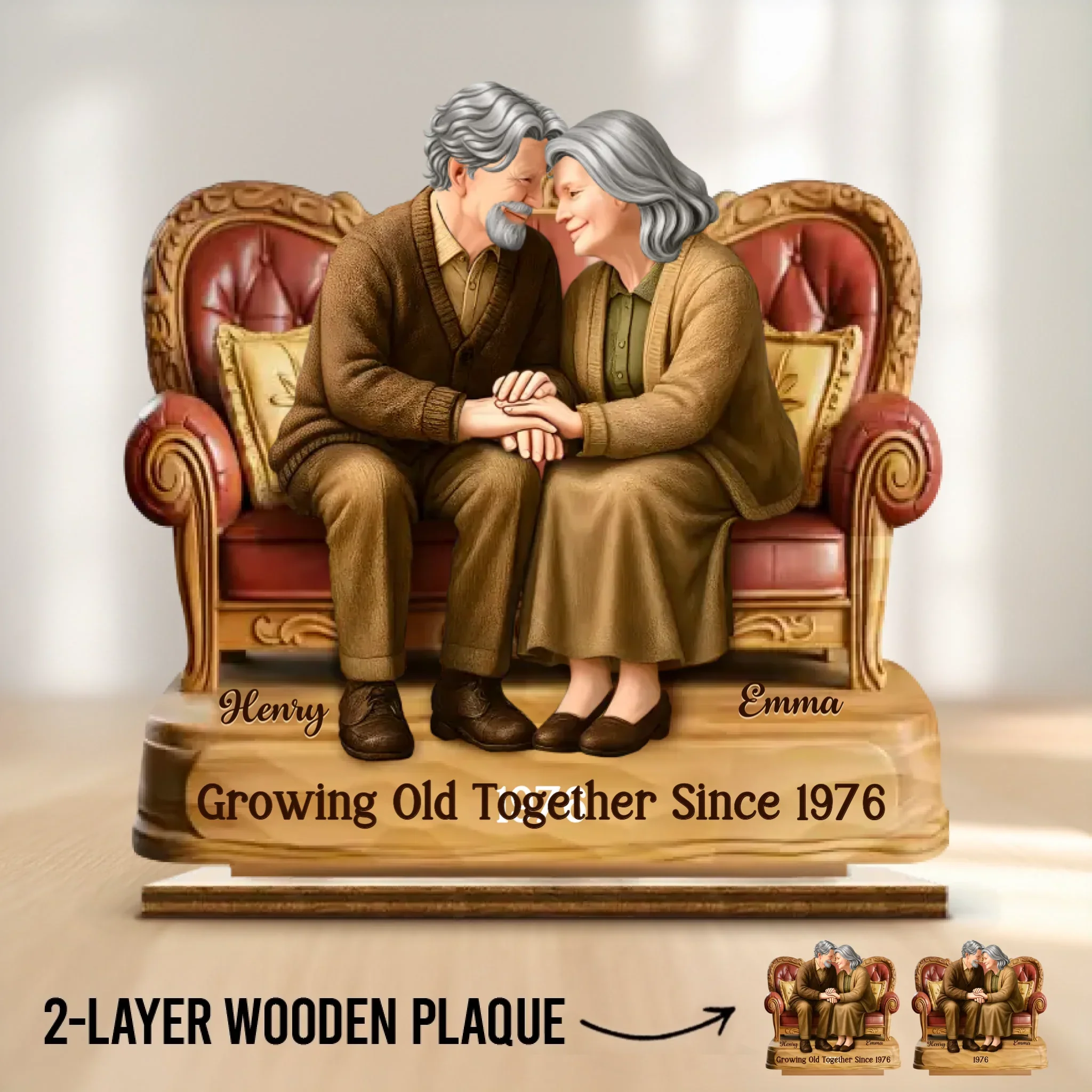 Custom 2-Layered Wooden Plaque - Personalized Anniversary Wedding Gifts For Husband And Wife, Him And Her - Life Feels Lighter With You - Image 2