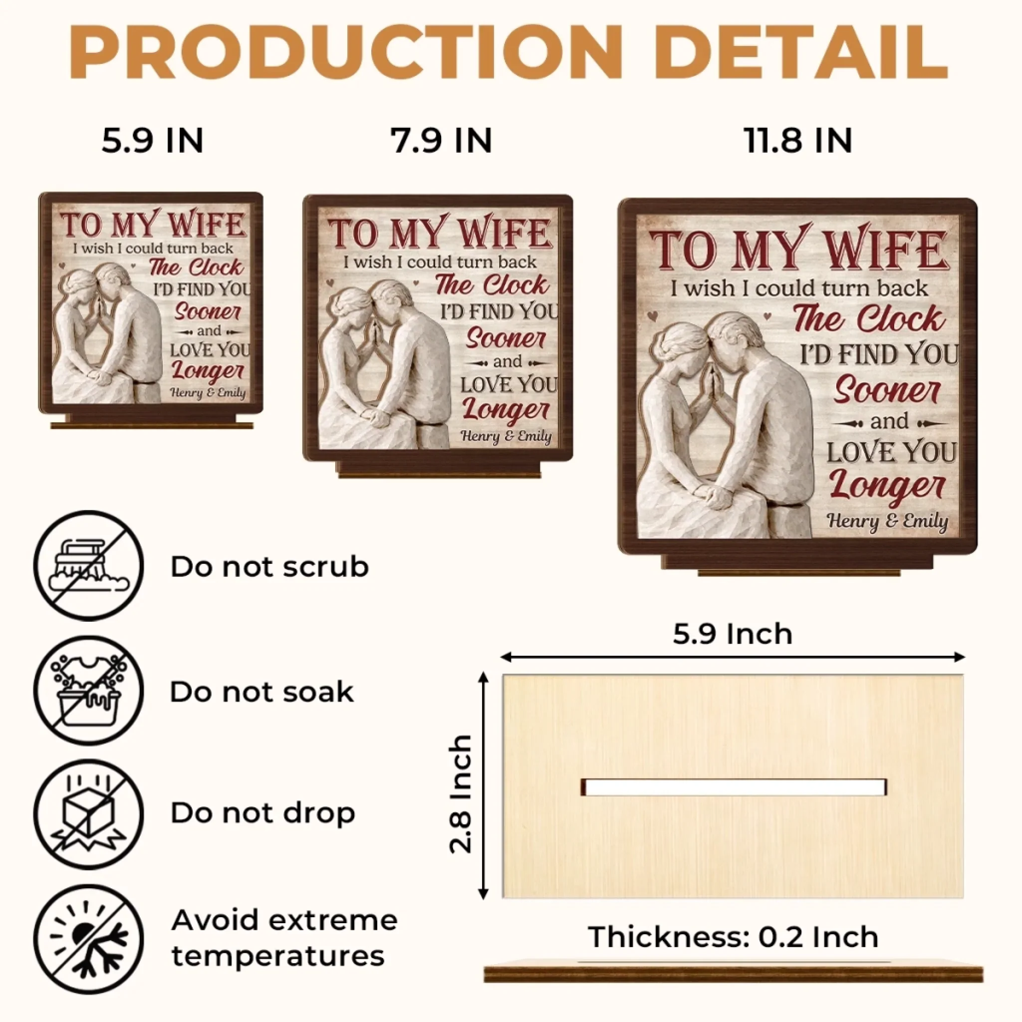 Custom 2-Layered Wooden Plaque - Personalized Anniversary Wedding Gifts For Husband And Wife, Him And Her - Our Love Holds Strong - Image 5