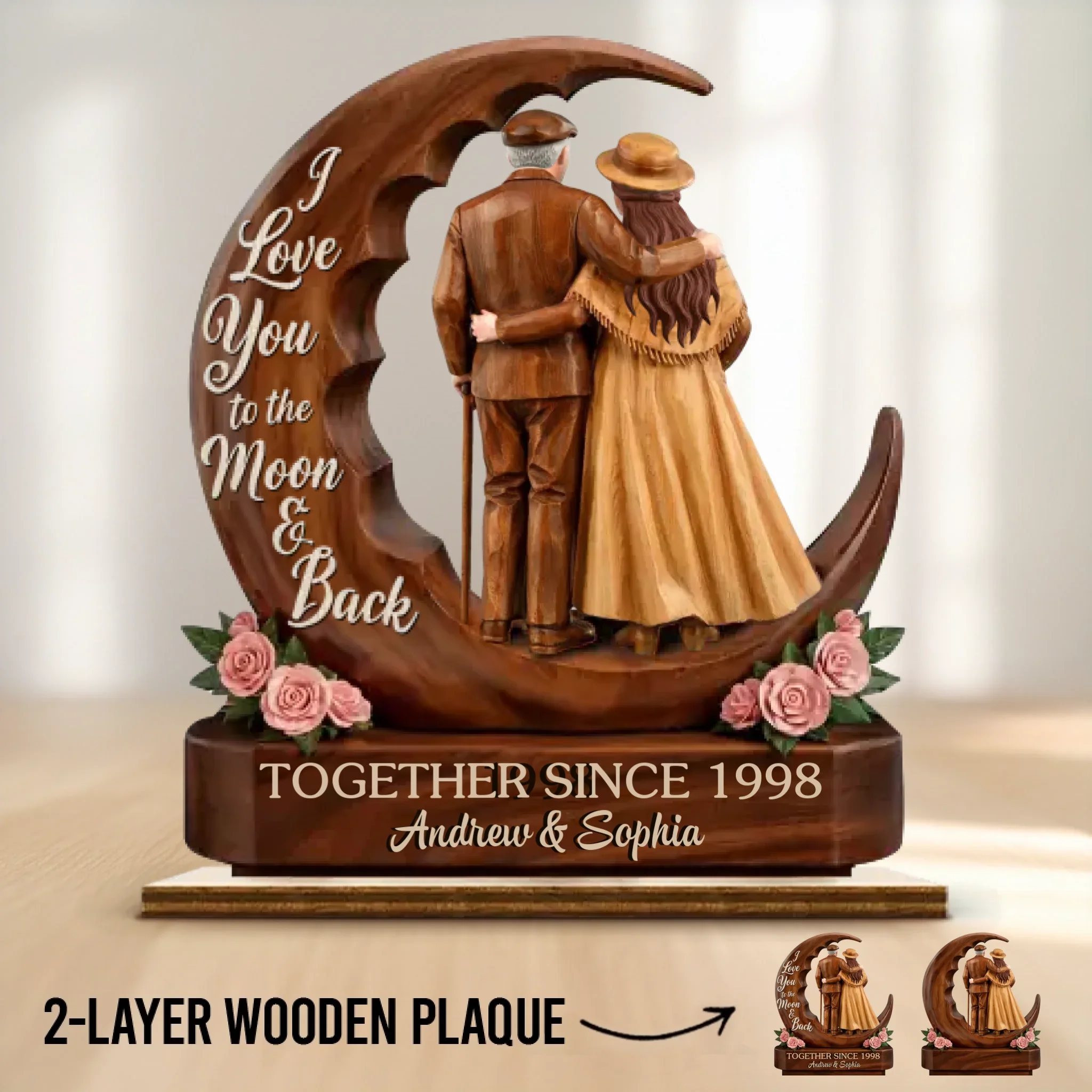Custom 2-Layered Wooden Plaque - Personalized Anniversary Wedding Gifts For Husband And Wife, Him And Her - You Make My World Calm - Image 2