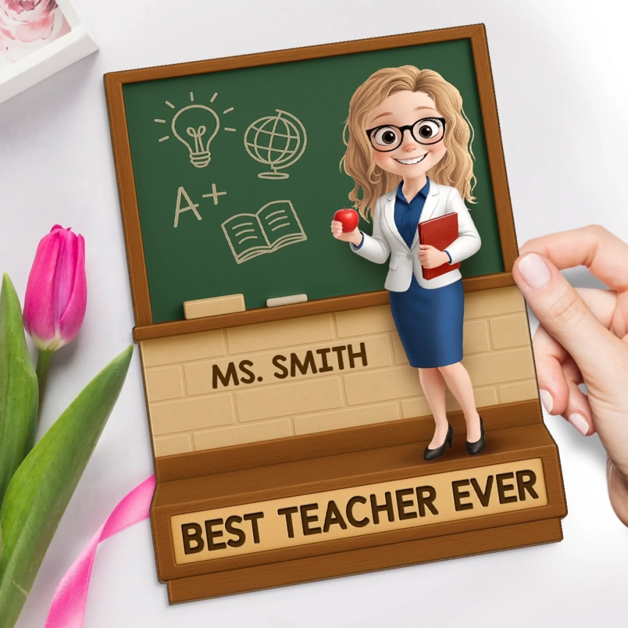 Custom 2-Layered Wooden Plaque - Personalized Back To School Gifts For Teachers - Discover, Grow, And Shine Here - Image 4