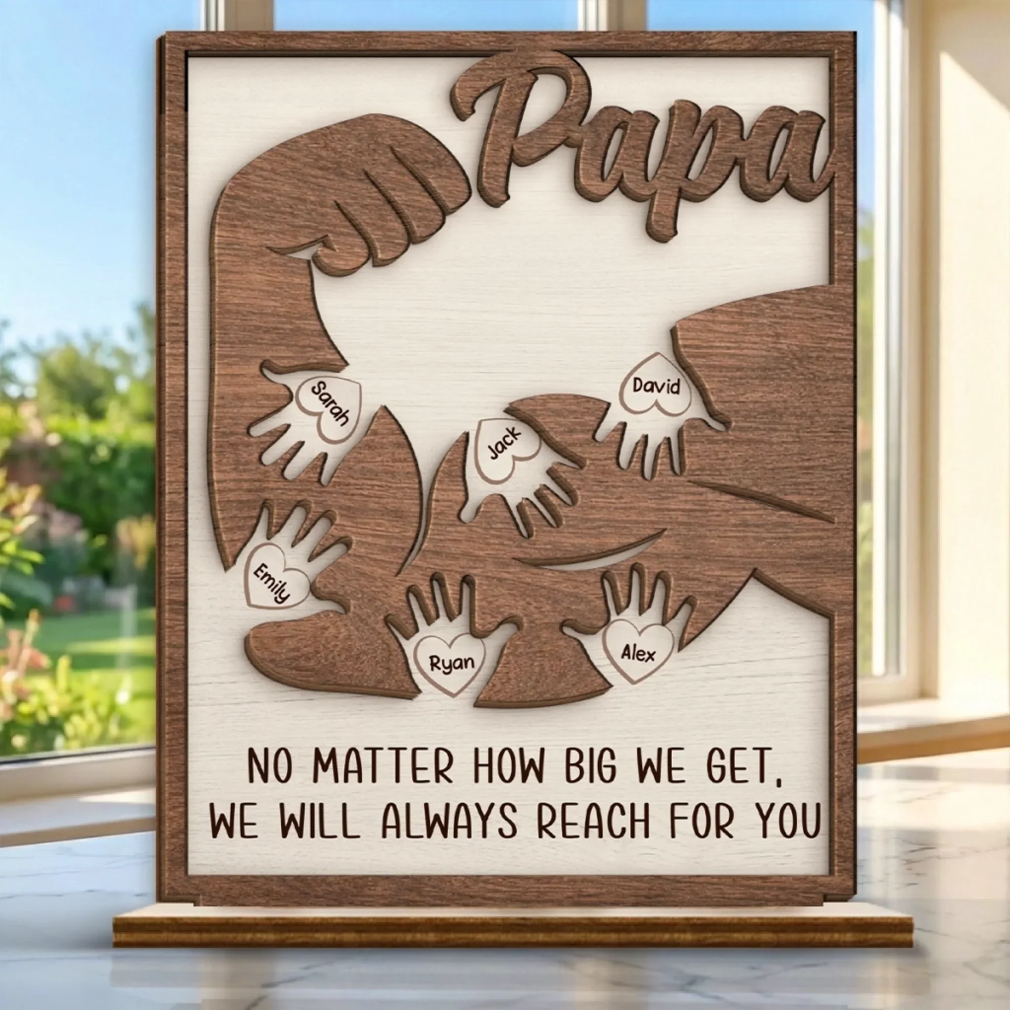 Custom 2-Layered Wooden Plaque - Personalized Father's Day Birthday Gifts For Dad, Grandpa - Always Reach For You - Image 5