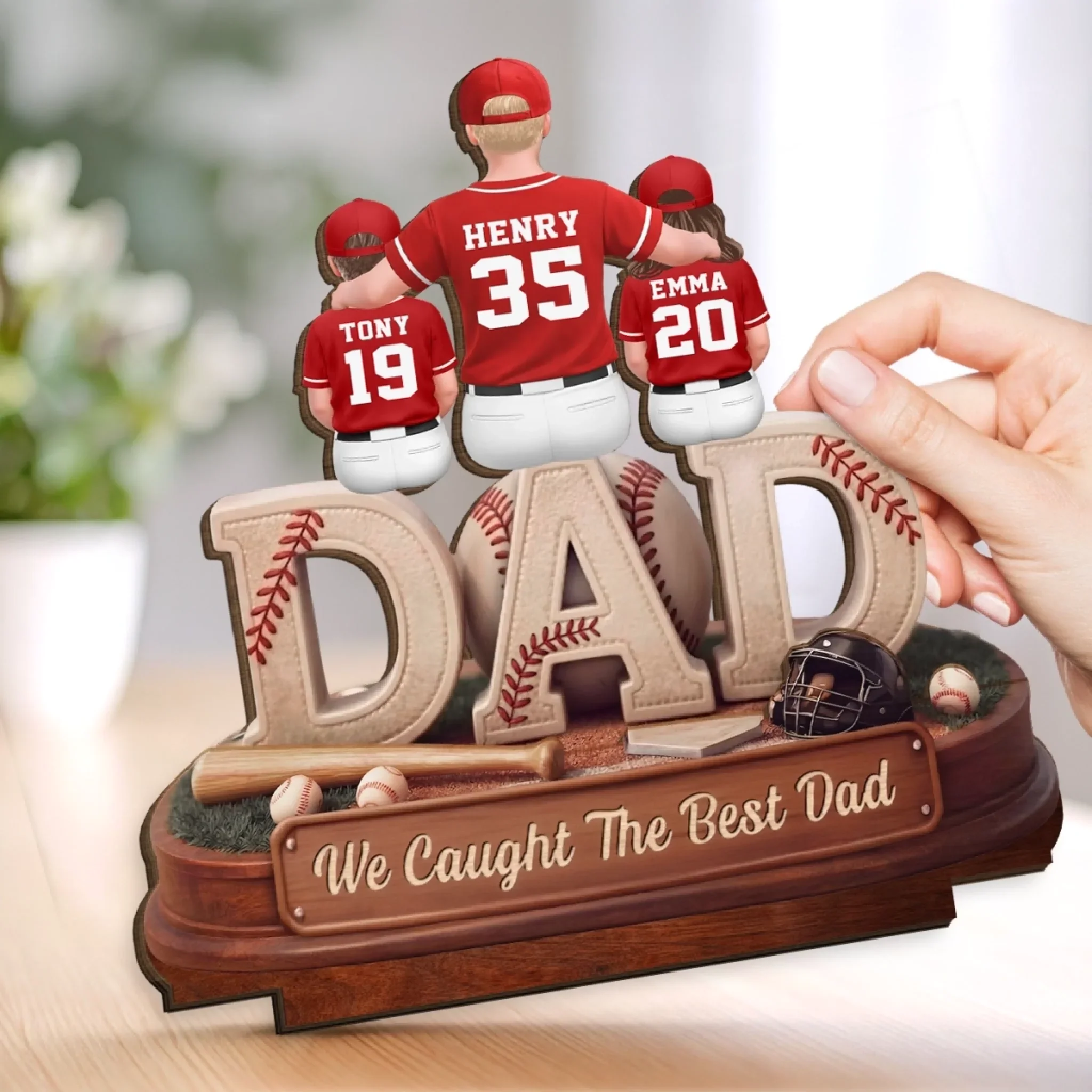 Custom 2-Layered Wooden Plaque - Personalized Father's Day Birthday Gifts For Dad, Grandpa - Baseball And Dad Time - Image 3