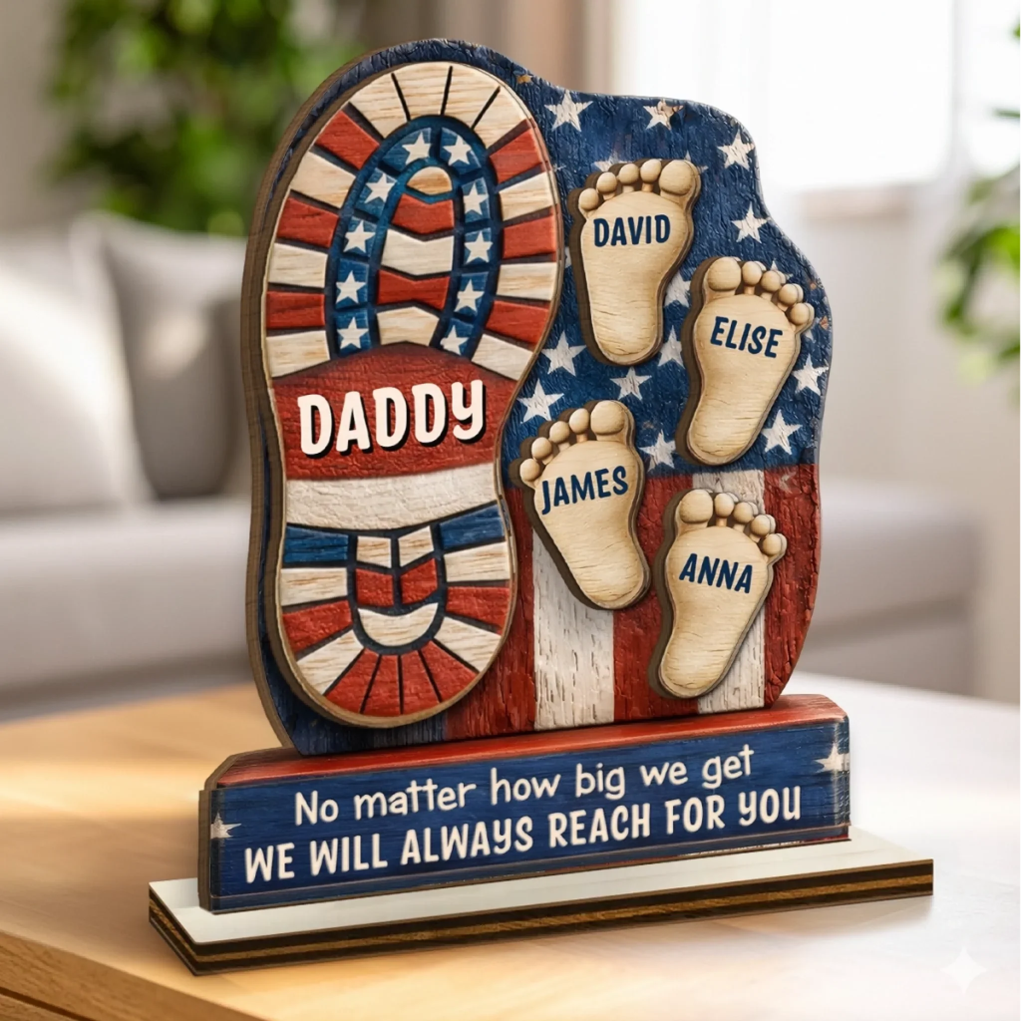 Custom 2-Layered Wooden Plaque - Personalized Father's Day Birthday Gifts For Dad, Grandpa - No Words Can Thank You Enough - Image 3
