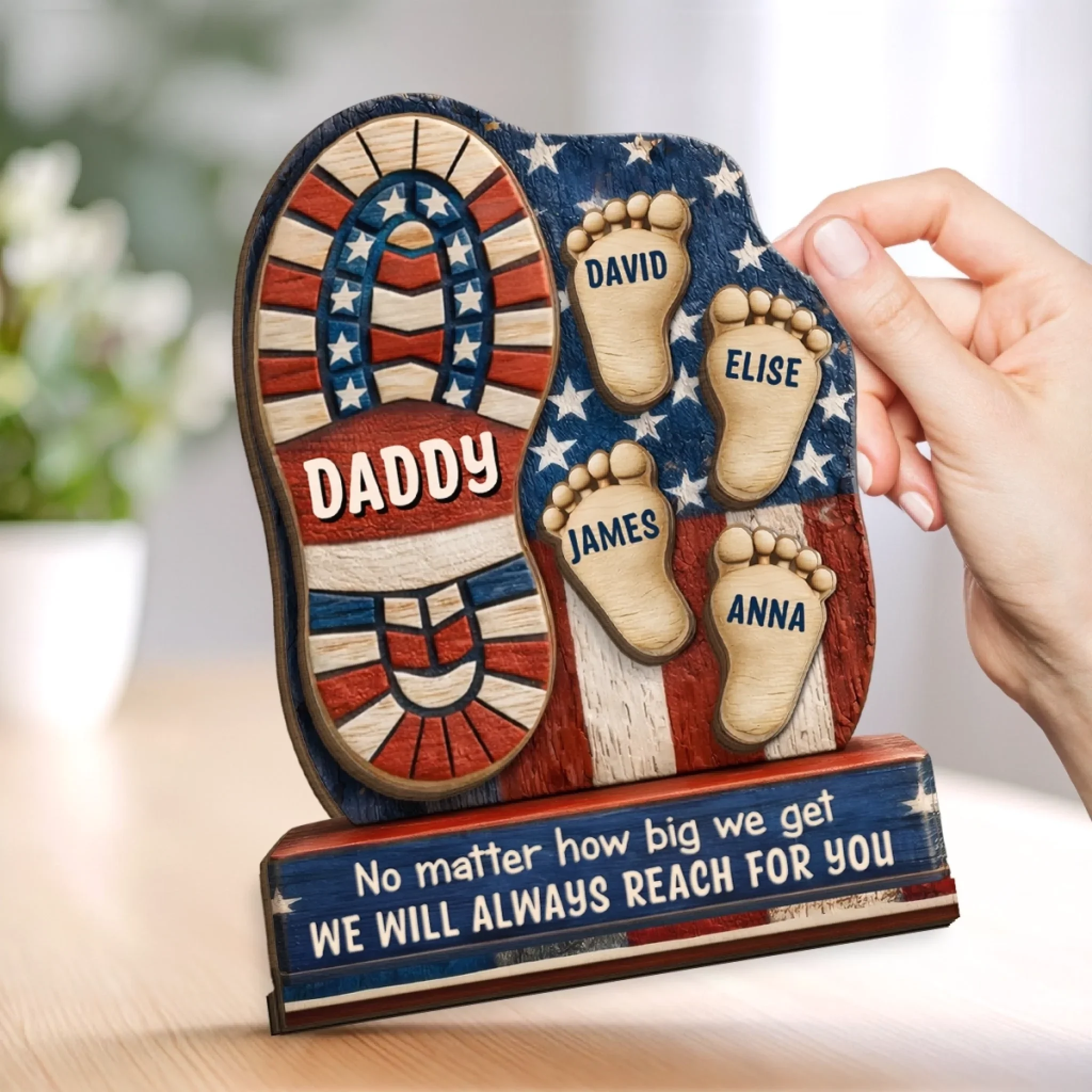 Custom 2-Layered Wooden Plaque - Personalized Father's Day Birthday Gifts For Dad, Grandpa - No Words Can Thank You Enough - Image 4