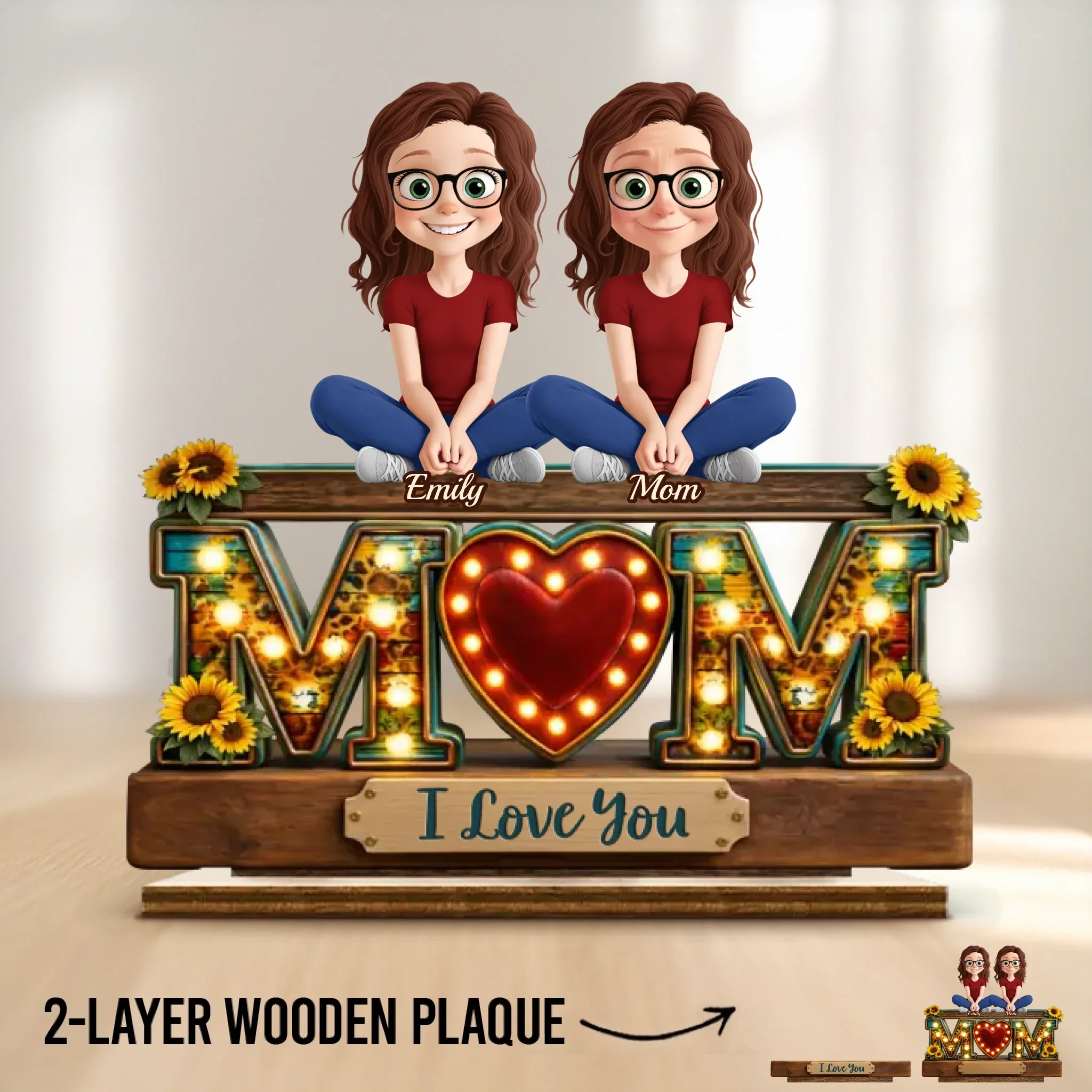 Custom 2-Layered Wooden Plaque - Personalized Mother's Day Birthday Gifts For Mom - Forever Your Little Crew - Image 2