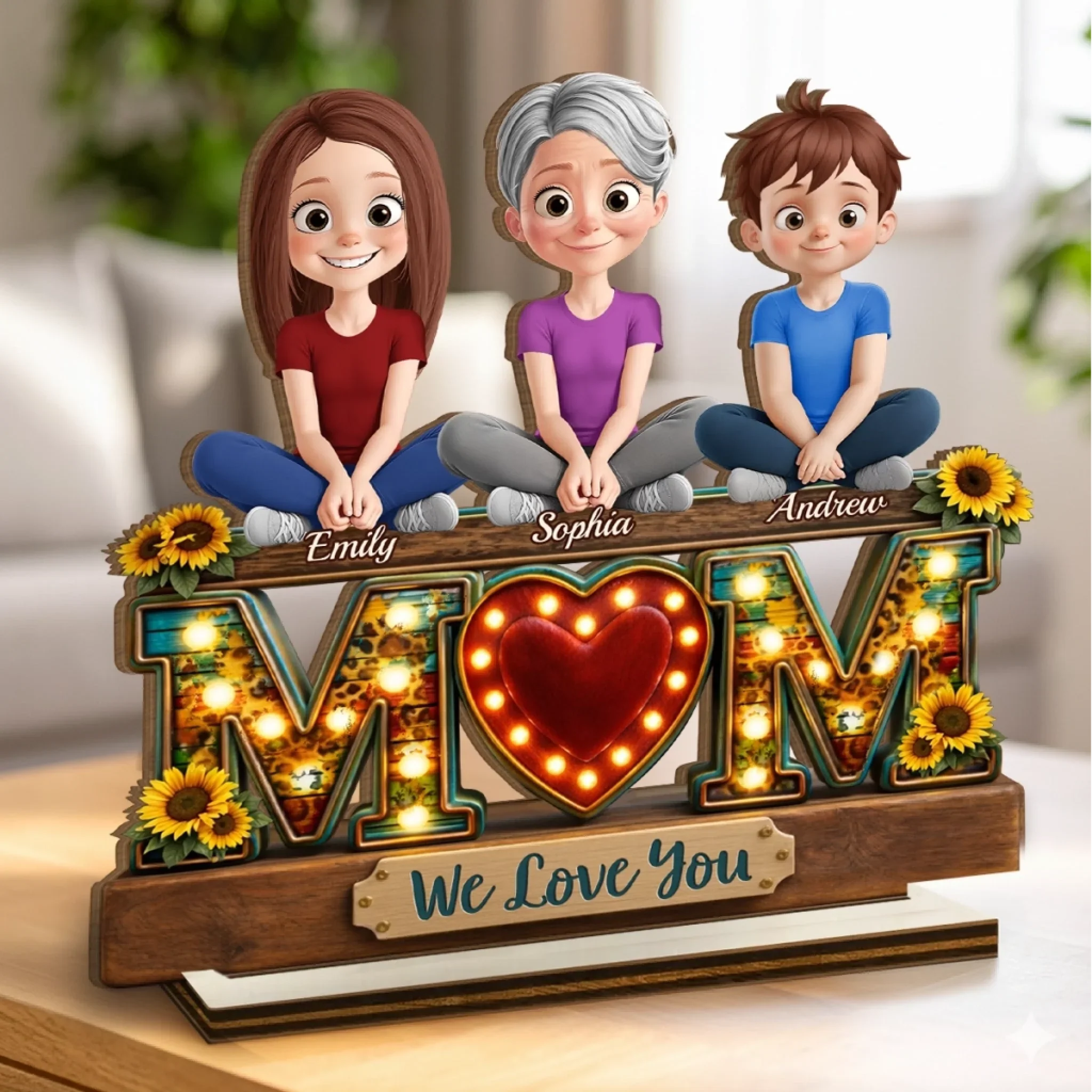 Custom 2-Layered Wooden Plaque - Personalized Mother's Day Birthday Gifts For Mom - Forever Your Little Crew - Image 3