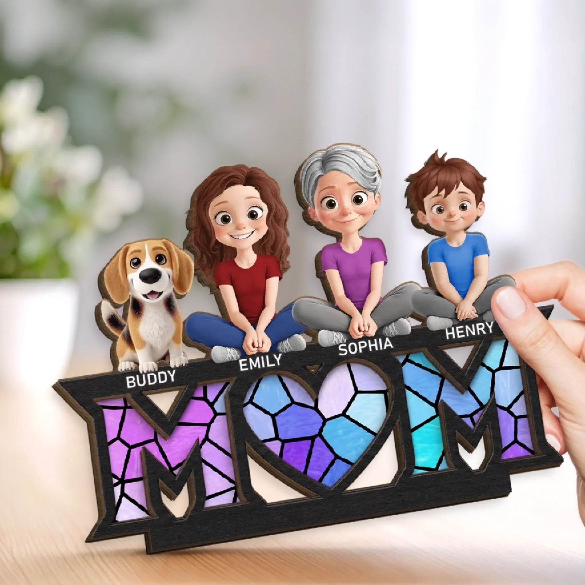 Custom 2-Layered Wooden Plaque - Personalized Mother's Day Birthday Gifts For Mom, Grandma - Blessed With You - Image 6