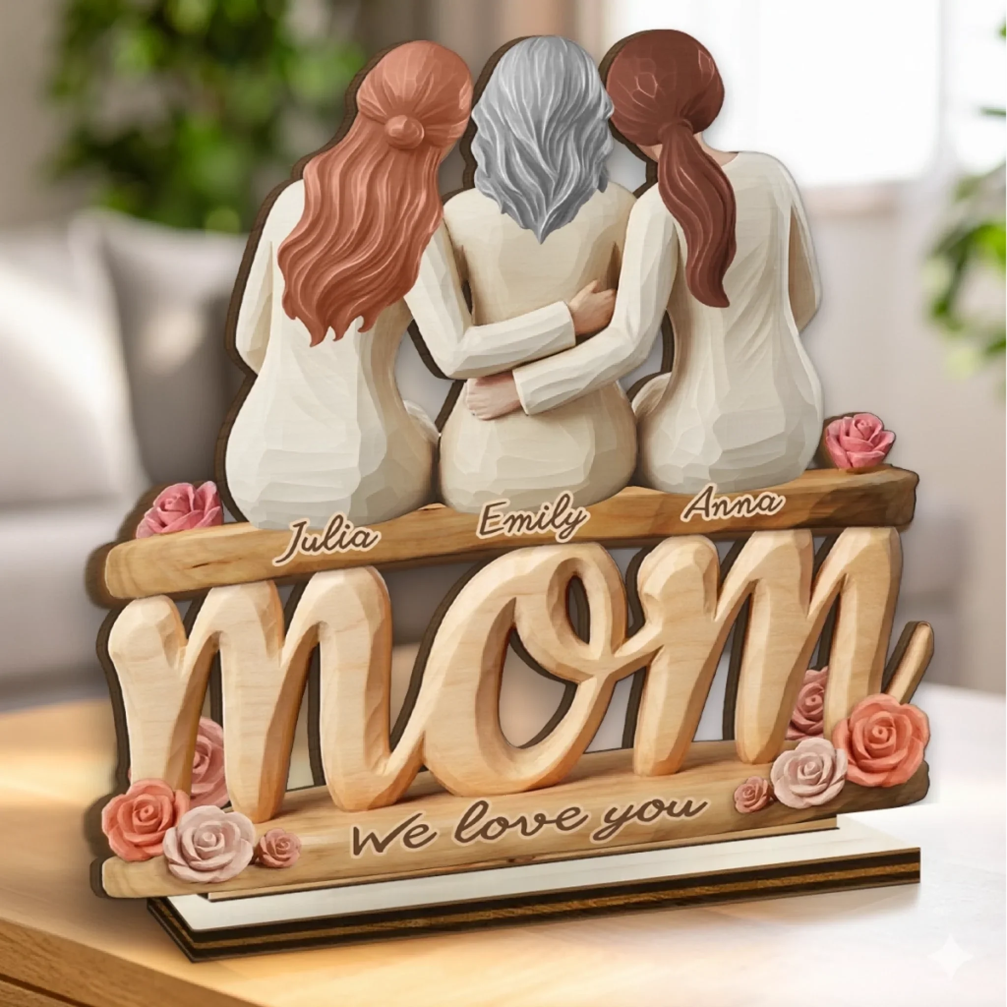 Custom 2-Layered Wooden Plaque - Personalized Mother's Day Birthday Gifts For Mom, Grandma - Held By Closeness - Image 3