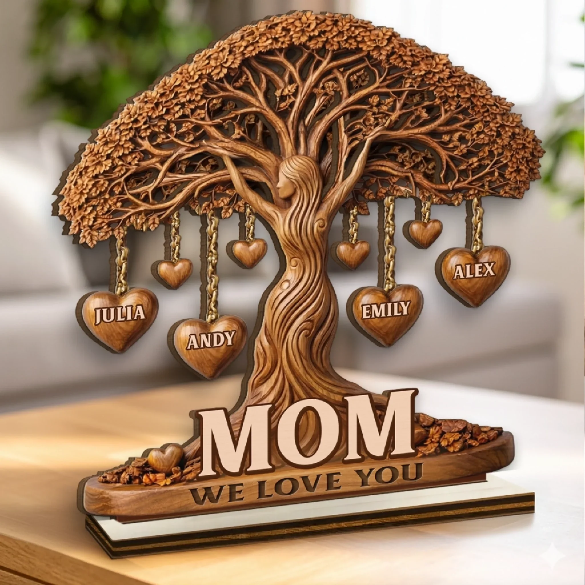 Custom 2-Layered Wooden Plaque - Personalized Mother's Day Birthday Gifts For Mom, Grandma - Love That Branches Forever - Image 3