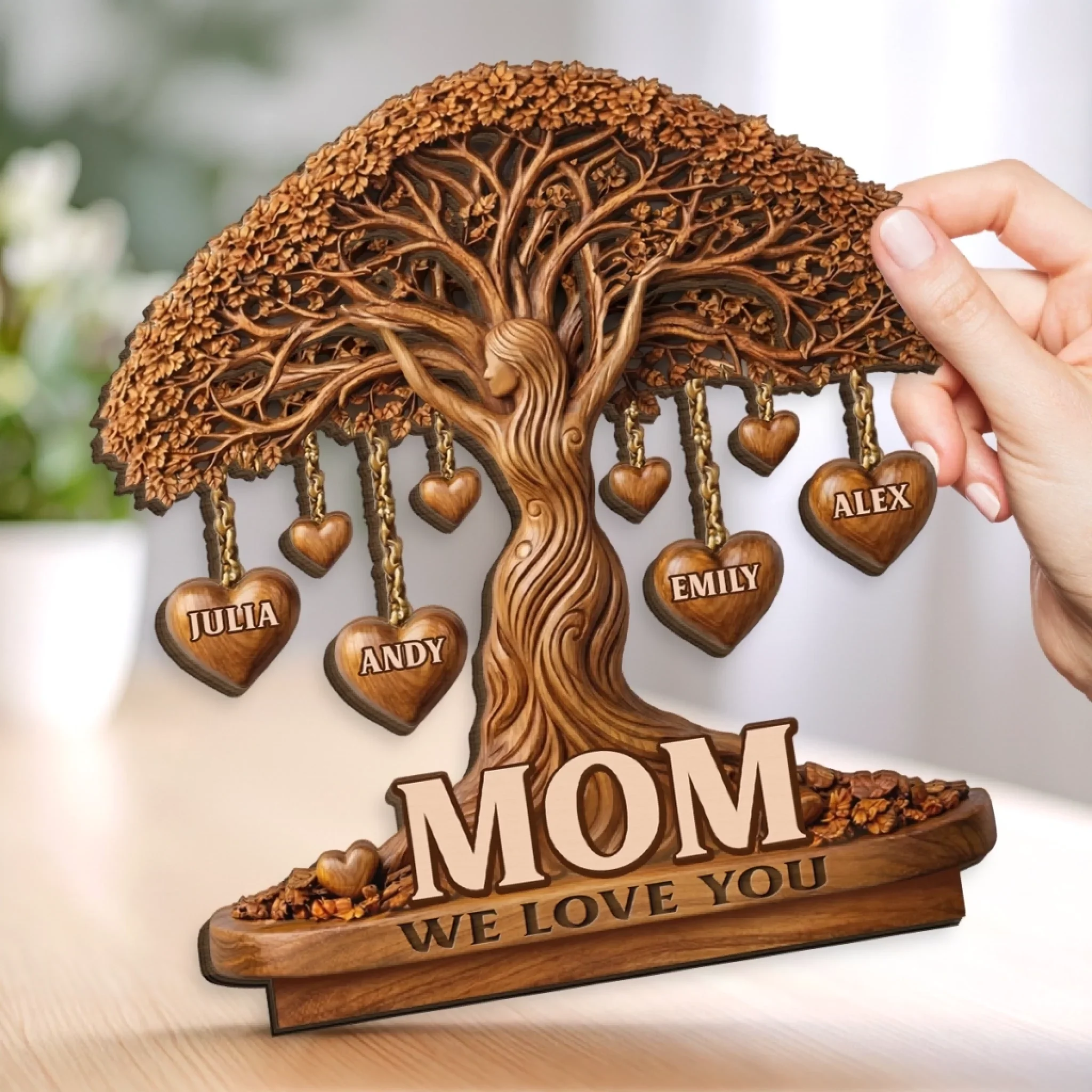 Custom 2-Layered Wooden Plaque - Personalized Mother's Day Birthday Gifts For Mom, Grandma - Love That Branches Forever - Image 4