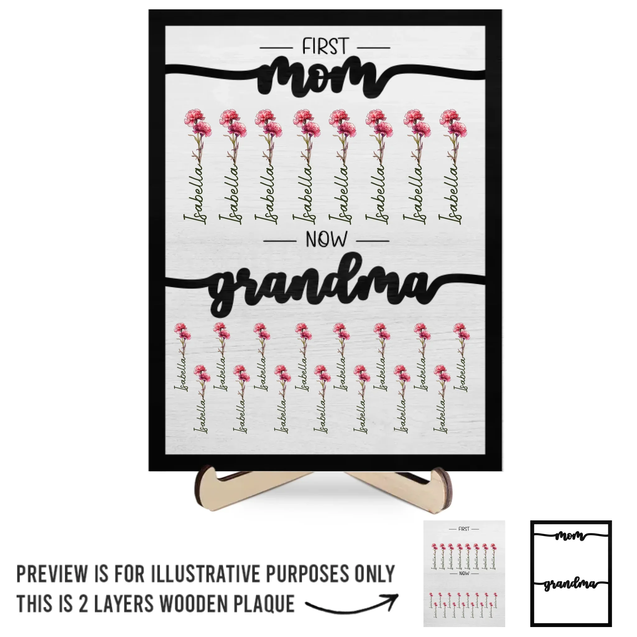 Custom 2-Layered Wooden Plaque - Personalized Mother's Day Birthday Gifts For Mum, Grandma - A Lifetime Of Love, Still Blooming - Image 2