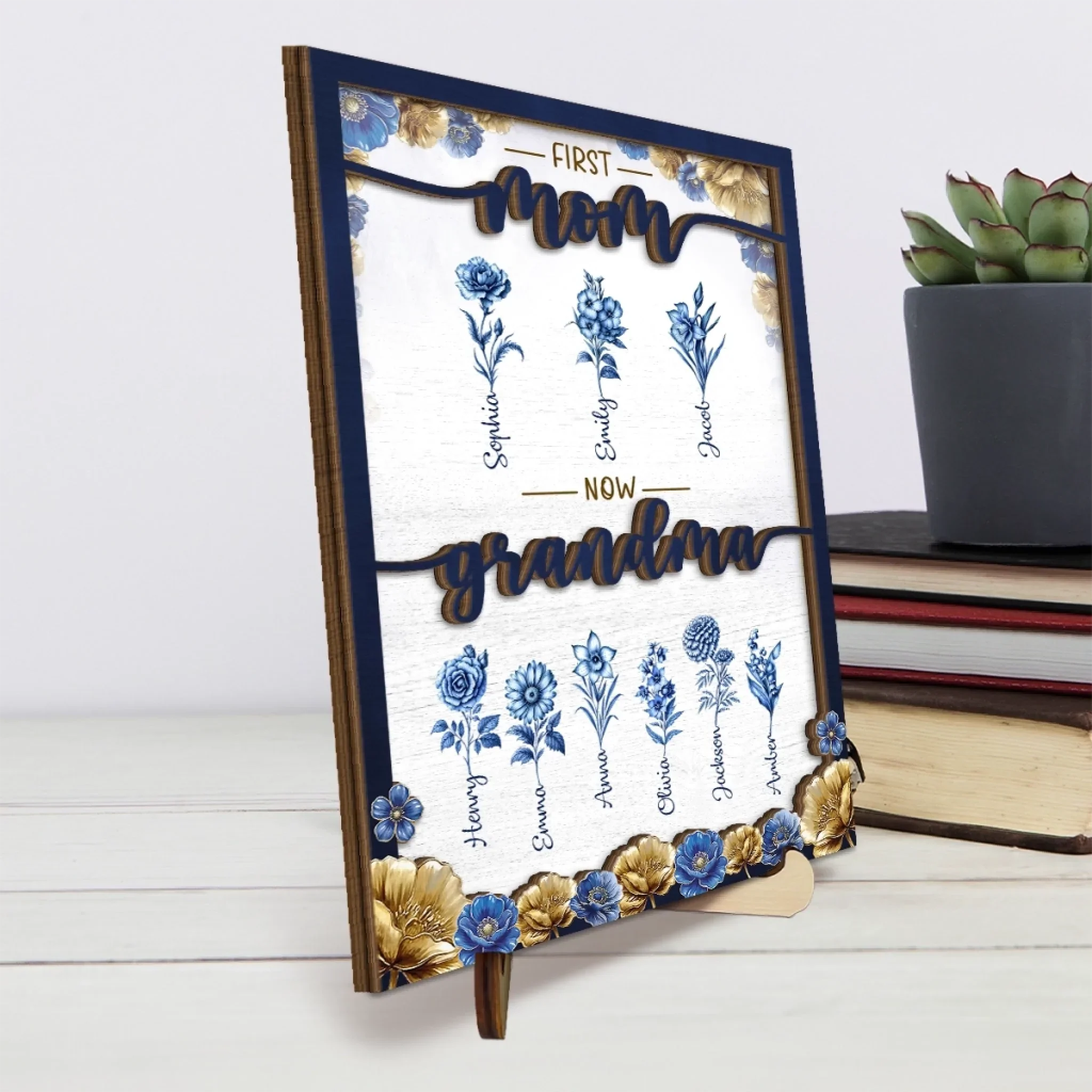 Custom 2-Layered Wooden Plaque - Personalized Mother's Day Gifts For Mom, Grandma - Timeless Love Blooms - Image 4