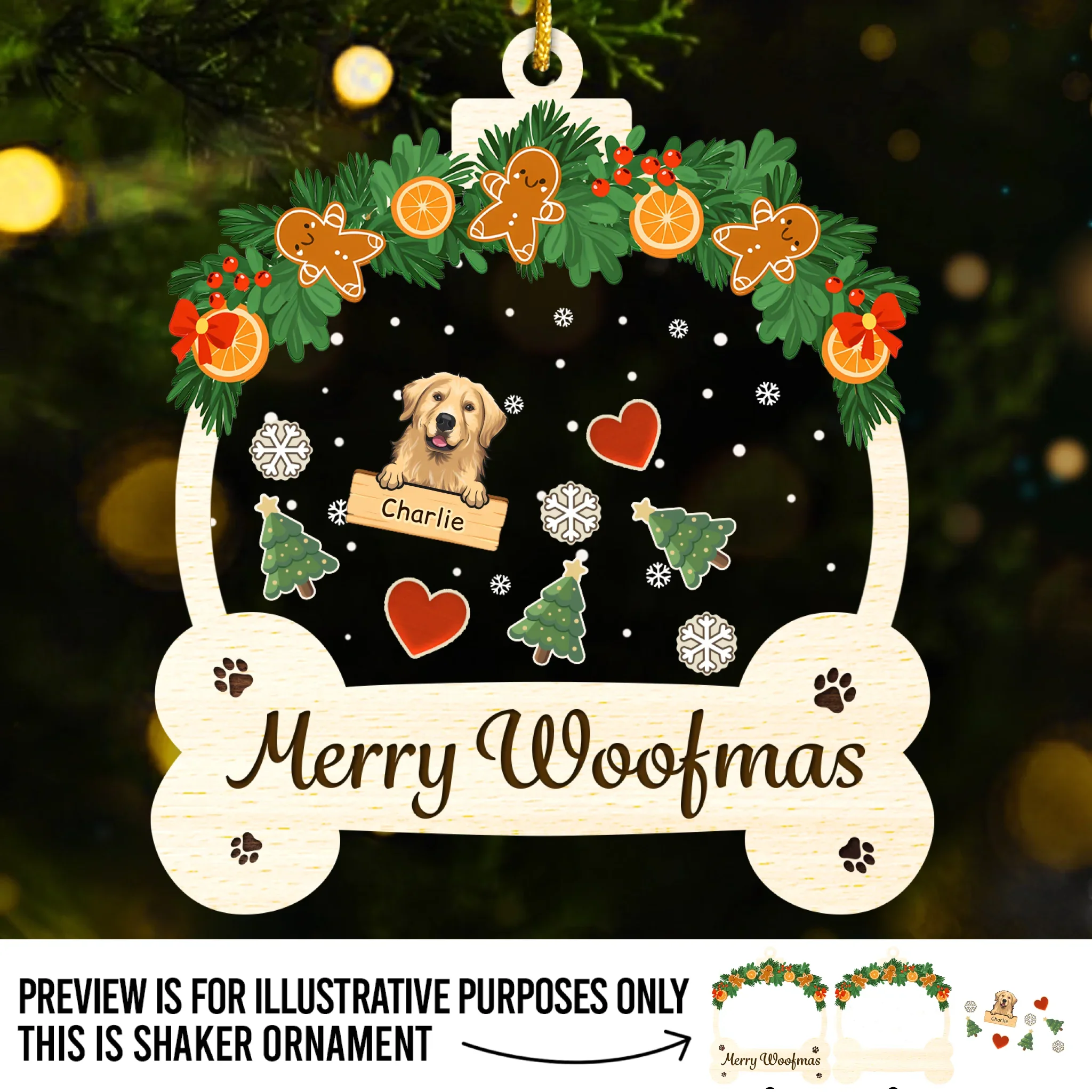 Custom 3 Layers Shaker Ornament - Personalized  Christmas Birthday Gifts For Dog Lovers, Dog Dad And Mom - Woofing You A Merry Holiday - Image 2