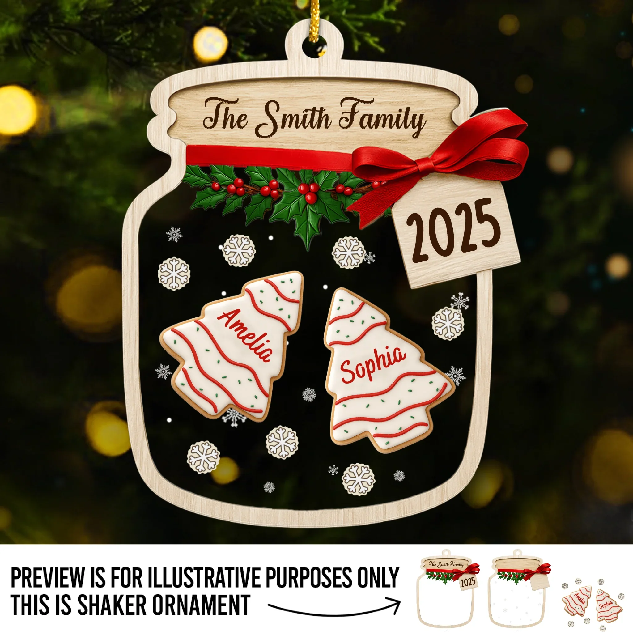 Custom 3 Layers Shaker Ornament - Personalized Christmas Birthday Gifts For Mom, Dad, Kids - A Jar Full Of Love And Family - Image 2