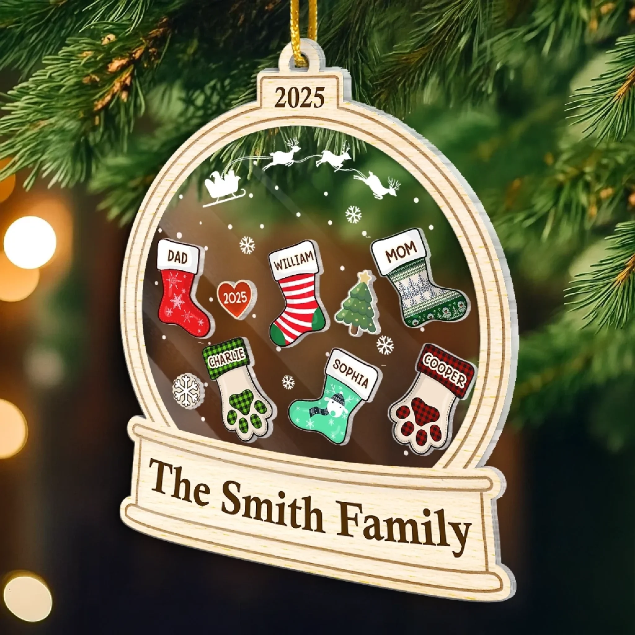 Custom 3 Layers Shaker Ornament - Personalized Christmas Birthday Gifts For Mom, Dad, Kids - All Stockings Hung With Love - Image 4
