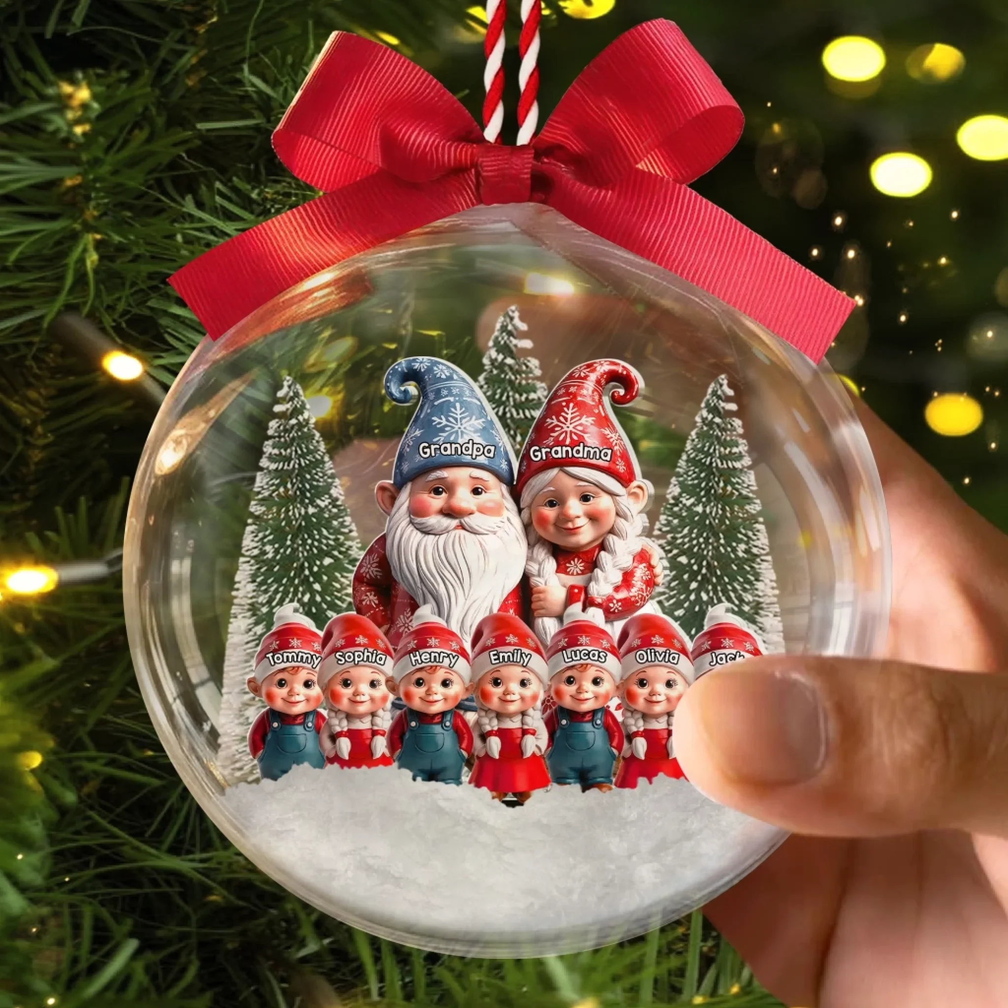 Custom 3D Acrylic Ball Ornament - Personalized Christmas Birthday Gifts For Grandpa, Grandma - Family Magic Starts With You - Image 3