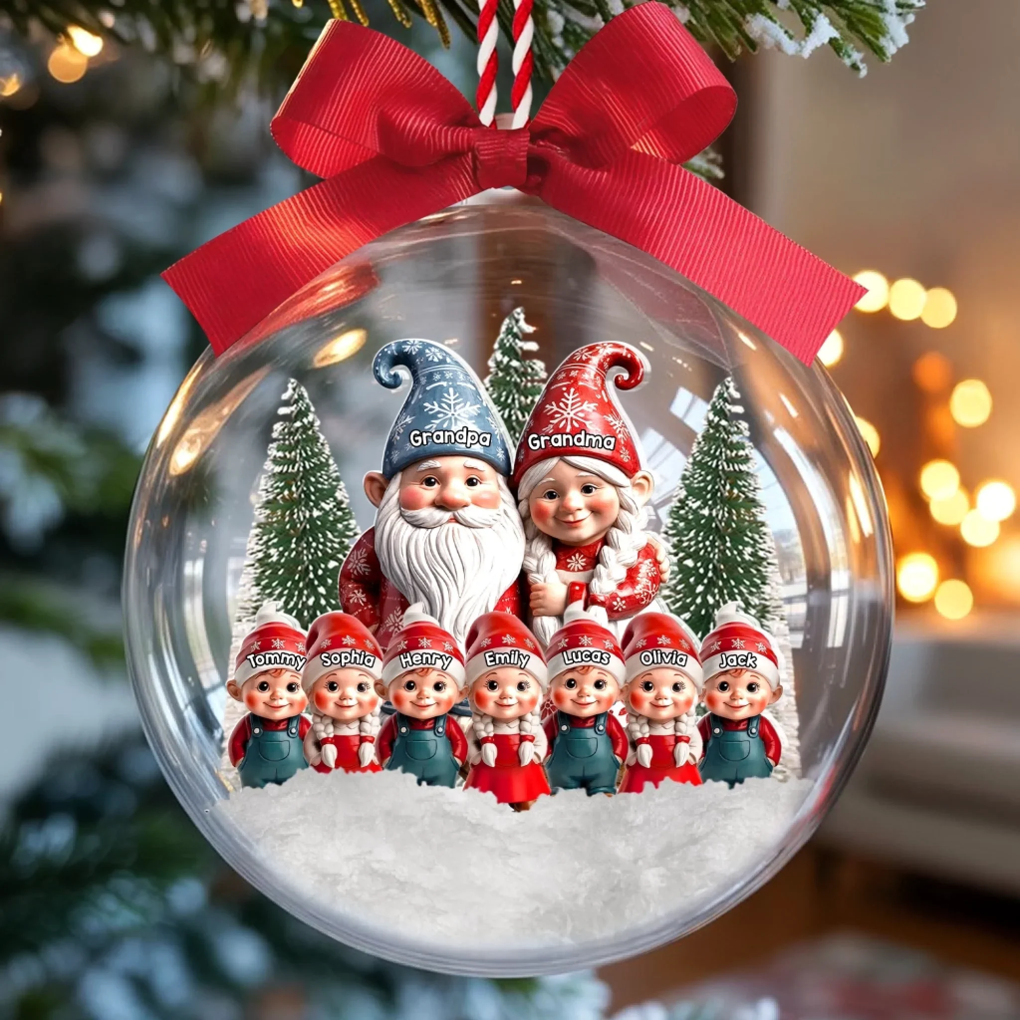 Custom 3D Acrylic Ball Ornament - Personalized Christmas Birthday Gifts For Grandpa, Grandma - Family Magic Starts With You - Image 4