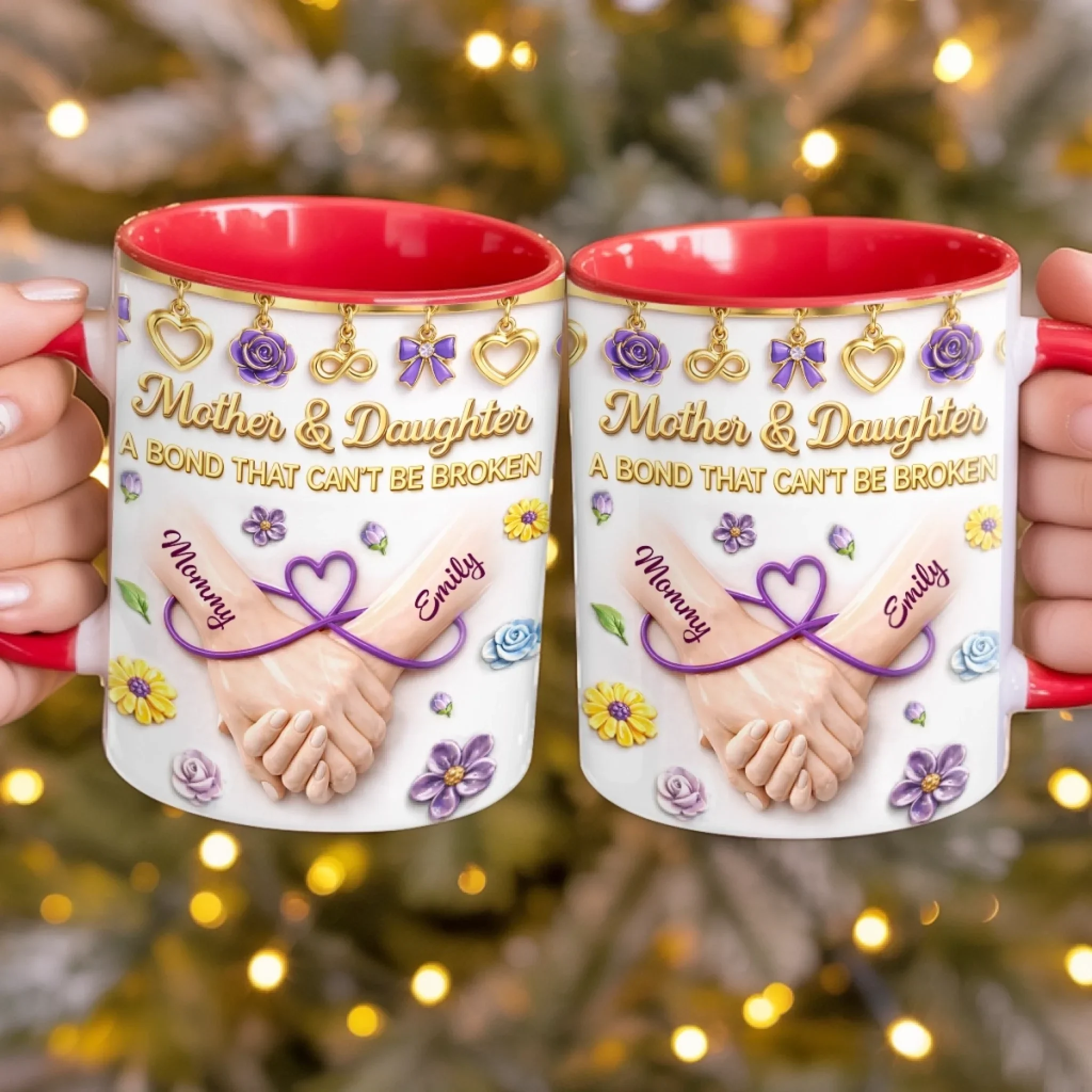 Custom 3D Inflated Effect Printed Accent Mug - Personalized Mother's Day Birthday Gifts For Mom, Daughter - Forever Mother And Daughter - Image 4