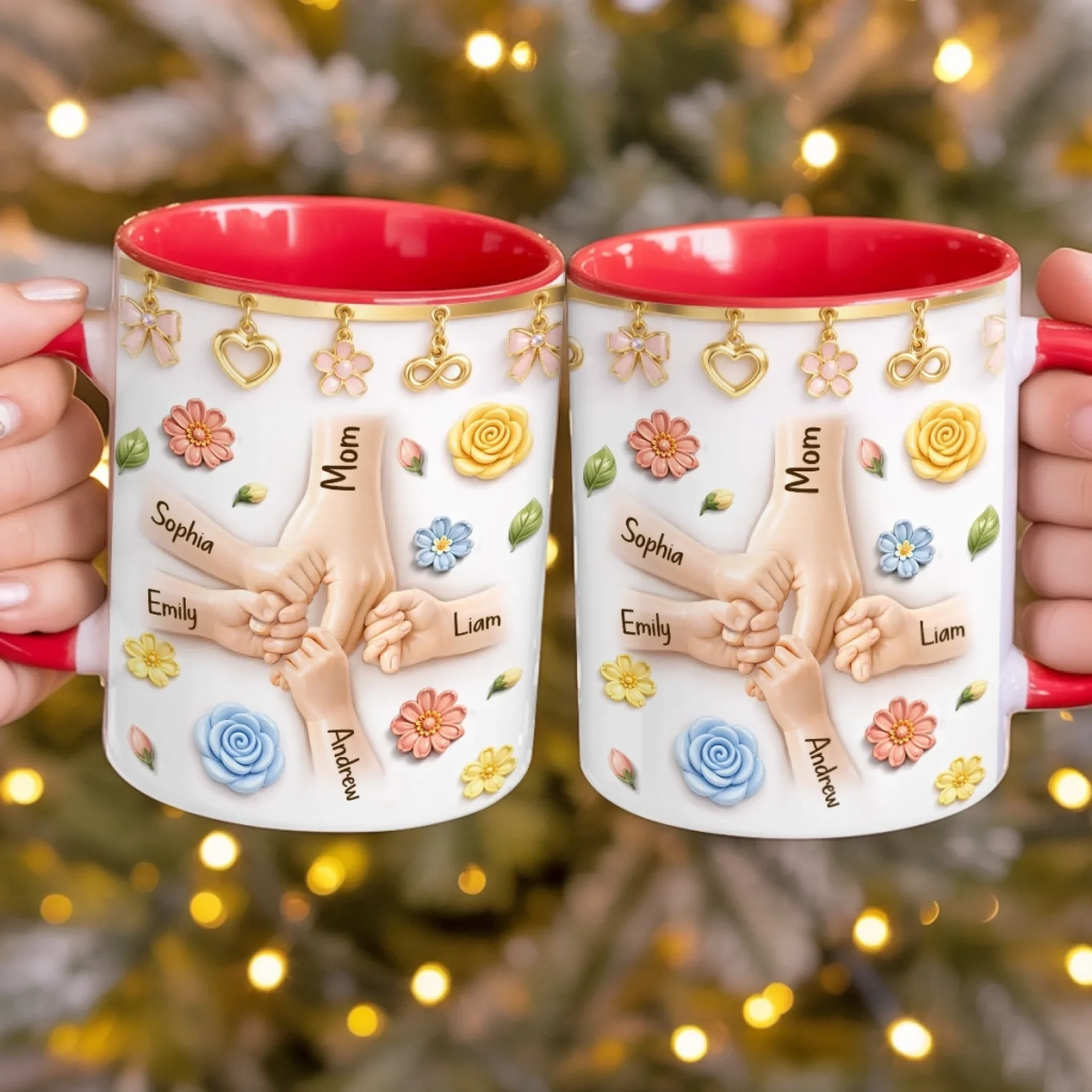 Custom 3D Inflated Effect Printed Accent Mug - Personalized Mother's Day Gifts For Mom, Grandma - Grandma And Mom With Love - Image 4
