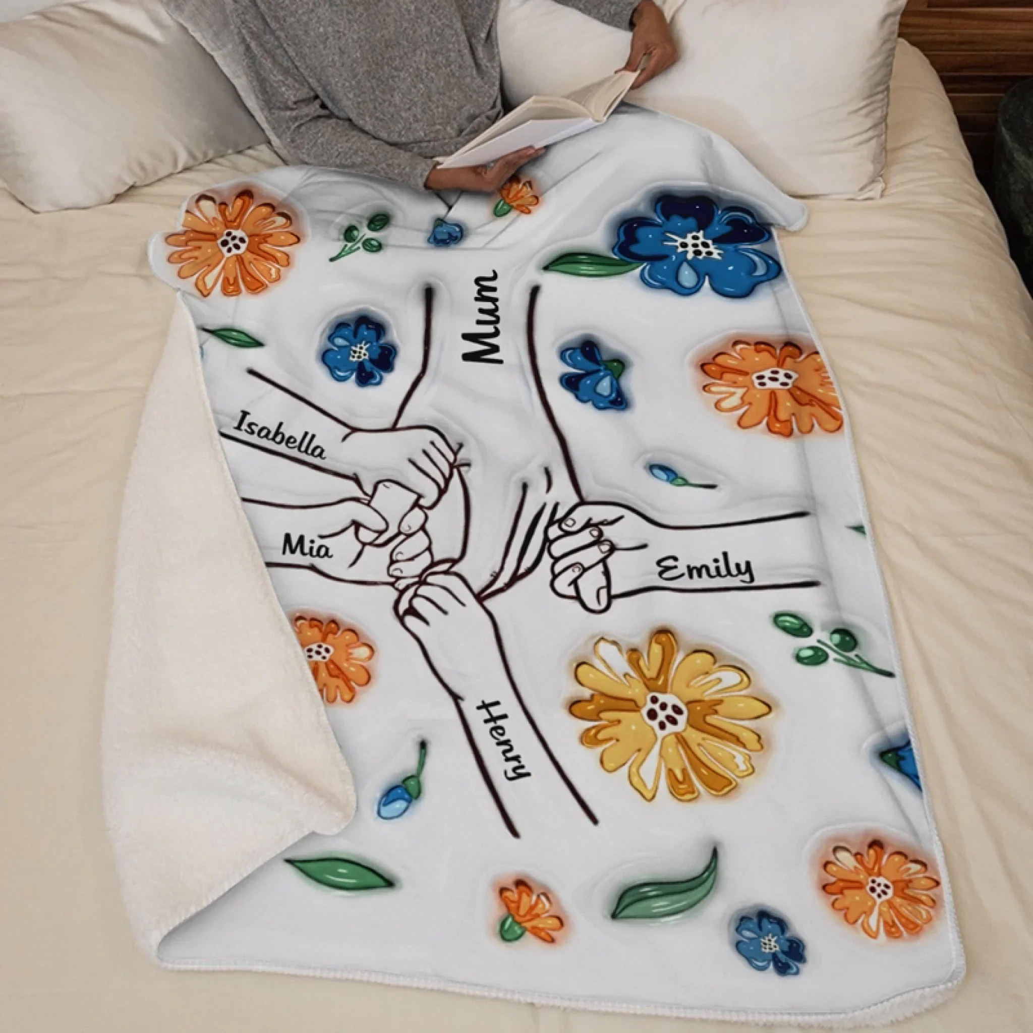 Custom 3D Inflated Effect Printed Blanket  - Personalized Mother's Day Birthday Gift For Mum, Grandma - Forever Linked By Love - Image 6
