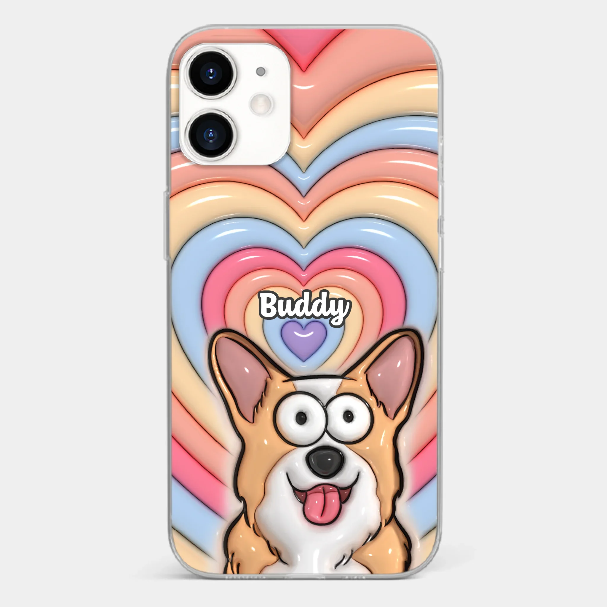 Custom 3D Inflated Effect Printed Clear Phone Case - Personalized Birthday Gifts For Dog Cat Lovers, Dog Dad And Mom, Cat Owners - Cute Pets, Happy Hearts - Image 10