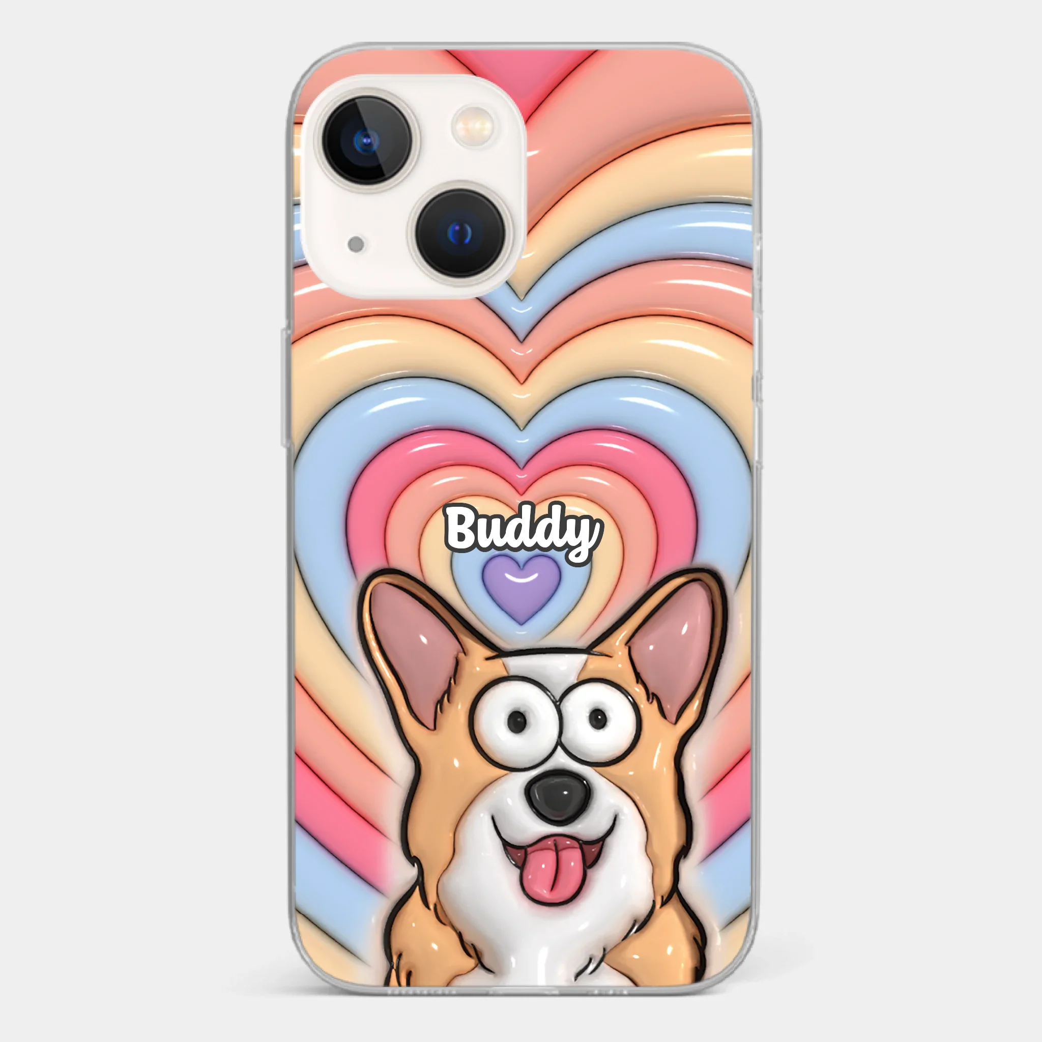 Custom 3D Inflated Effect Printed Clear Phone Case - Personalized Birthday Gifts For Dog Cat Lovers, Dog Dad And Mom, Cat Owners - Cute Pets, Happy Hearts - Image 14