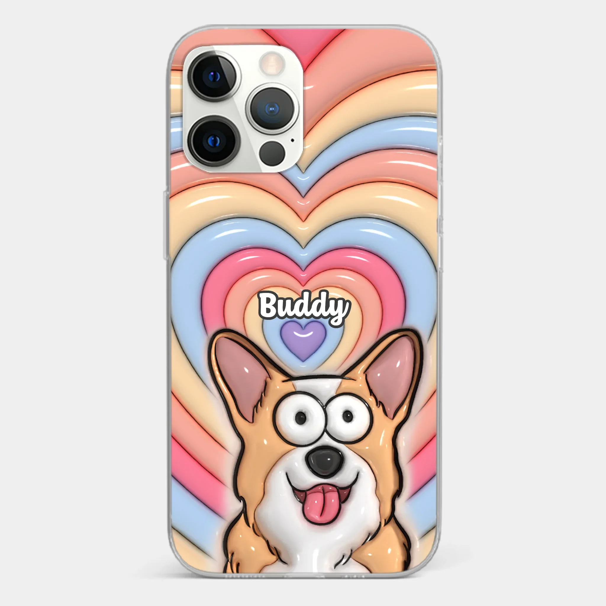 Custom 3D Inflated Effect Printed Clear Phone Case - Personalized Birthday Gifts For Dog Cat Lovers, Dog Dad And Mom, Cat Owners - Cute Pets, Happy Hearts - Image 16