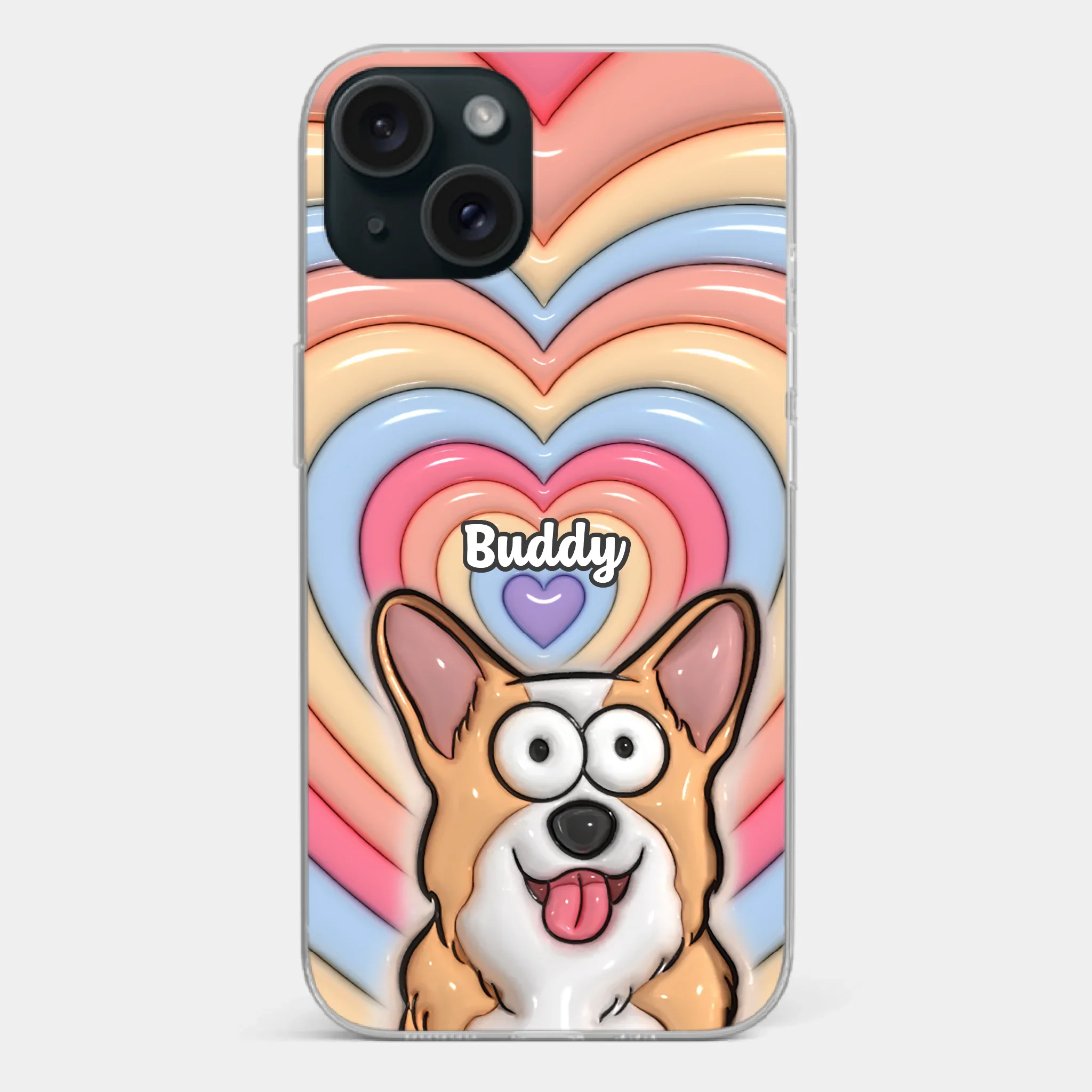 Custom 3D Inflated Effect Printed Clear Phone Case - Personalized Birthday Gifts For Dog Cat Lovers, Dog Dad And Mom, Cat Owners - Cute Pets, Happy Hearts - Image 21