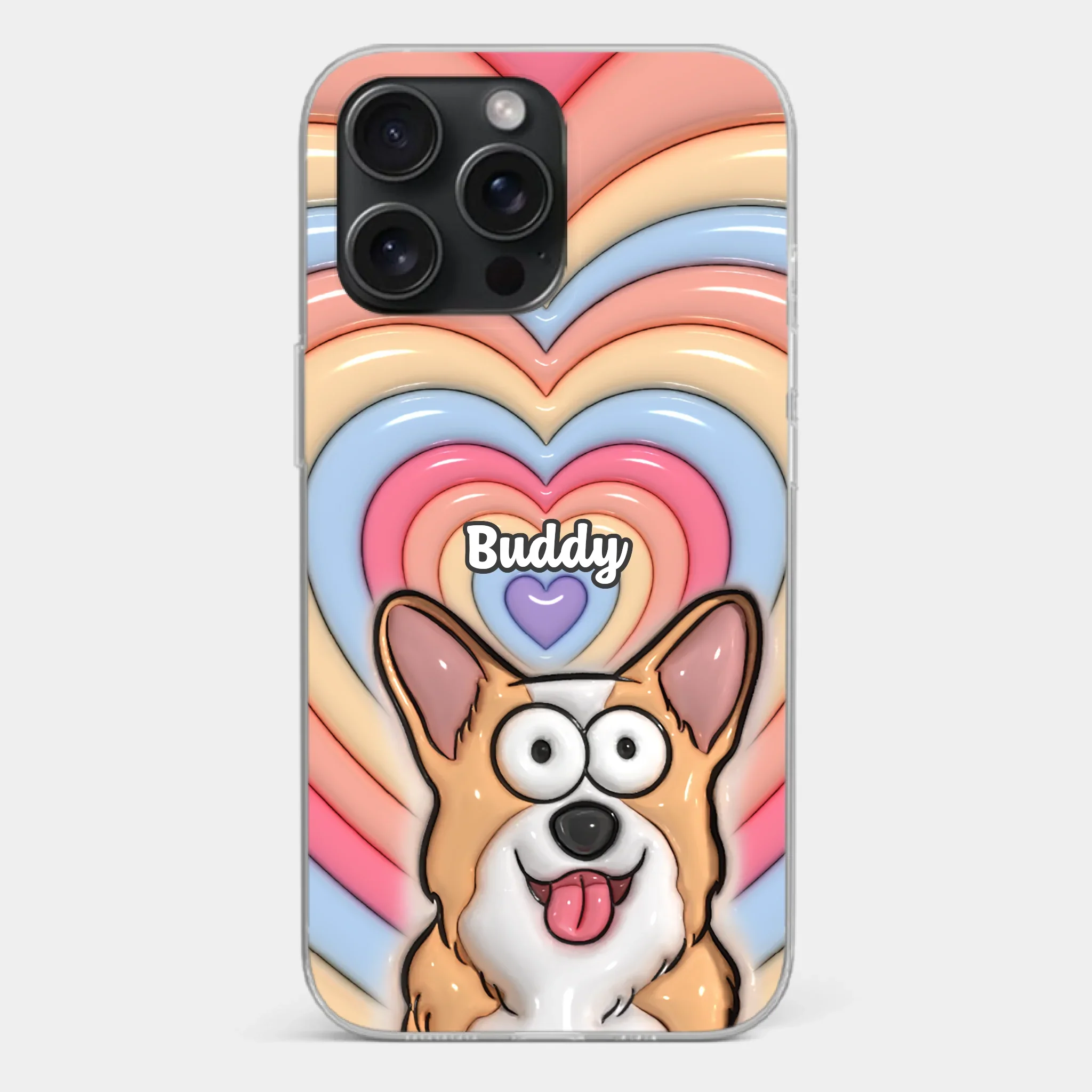 Custom 3D Inflated Effect Printed Clear Phone Case - Personalized Birthday Gifts For Dog Cat Lovers, Dog Dad And Mom, Cat Owners - Cute Pets, Happy Hearts - Image 22