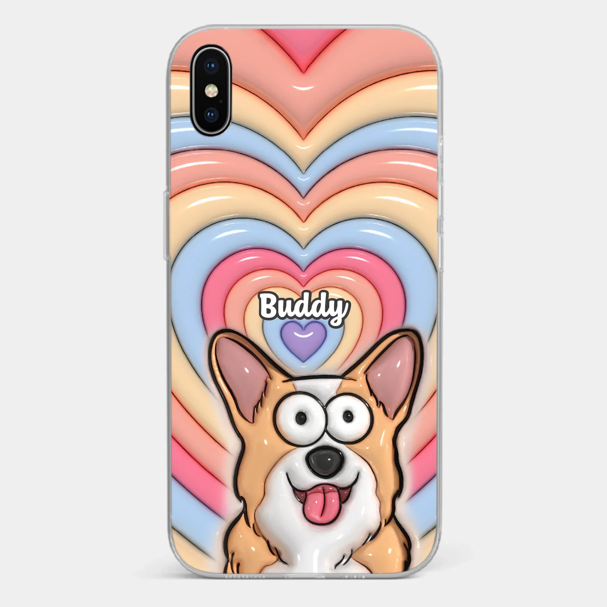 Custom 3D Inflated Effect Printed Clear Phone Case - Personalized Birthday Gifts For Dog Cat Lovers, Dog Dad And Mom, Cat Owners - Cute Pets, Happy Hearts - Image 24