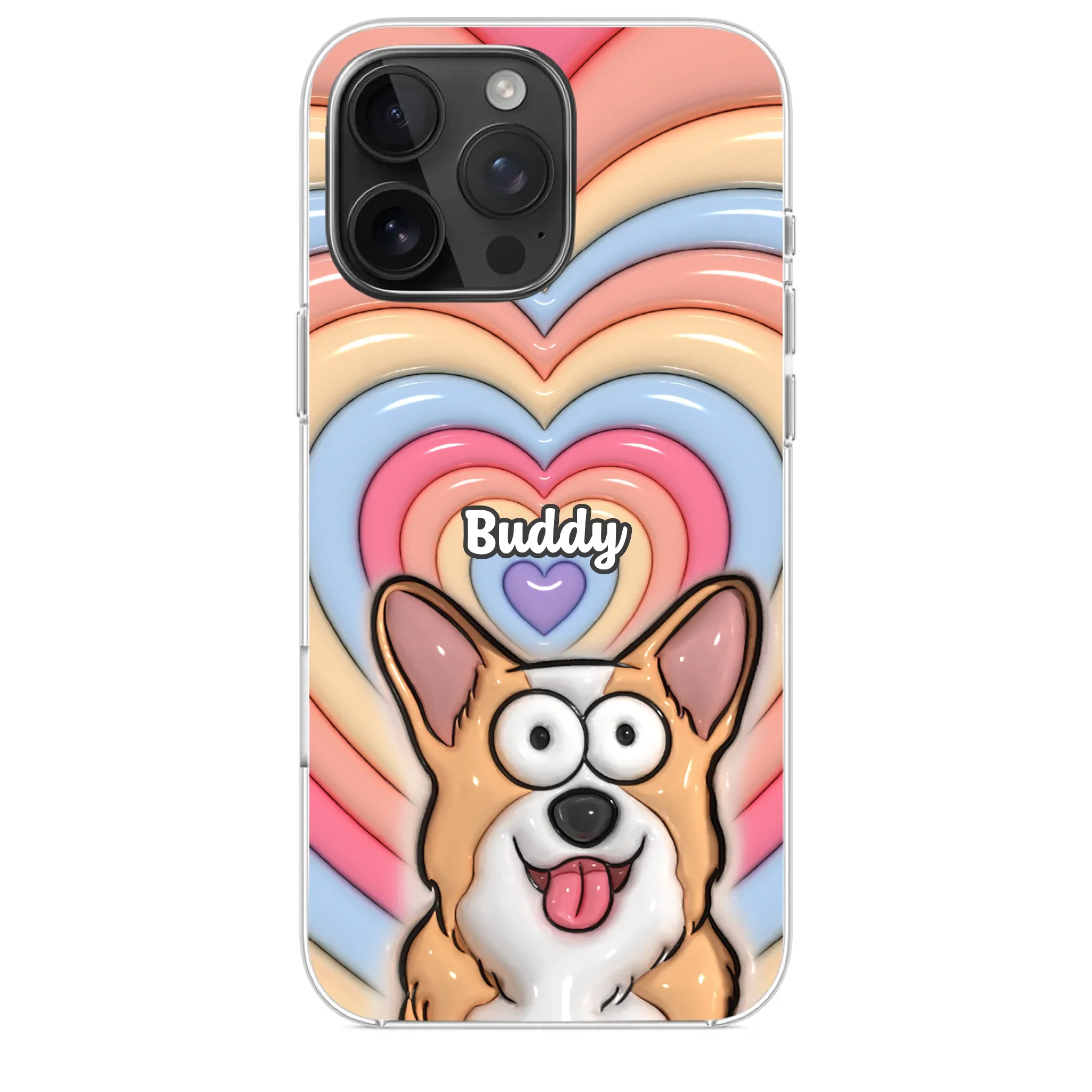 Custom 3D Inflated Effect Printed Clear Phone Case - Personalized Birthday Gifts For Dog Cat Lovers, Dog Dad And Mom, Cat Owners - Cute Pets, Happy Hearts - Image 31