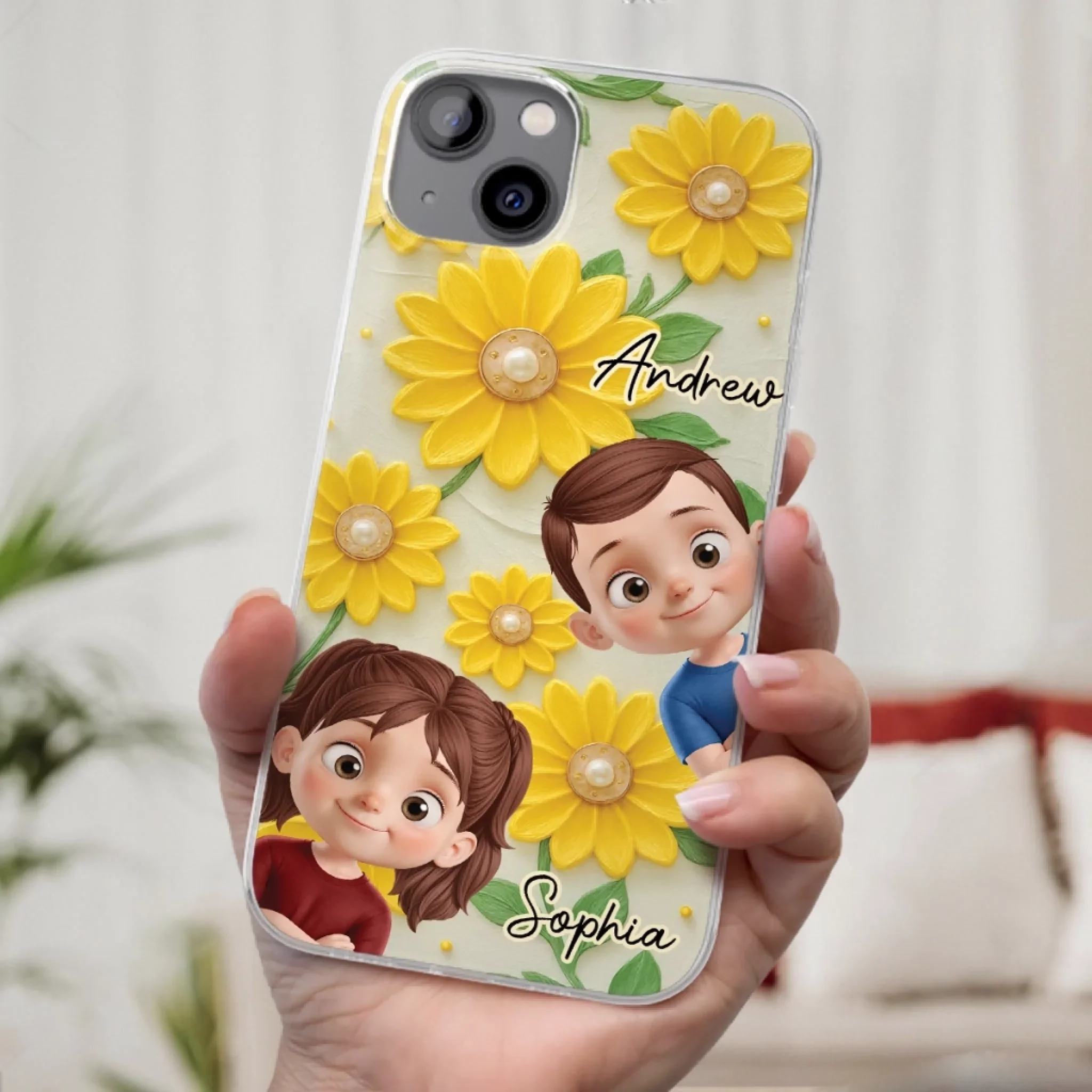 Custom 3D Inflated Effect Printed Clear Phone Case - Personalized Birthday Gifts For Mom, Grandma - Blooming With Joy Together - Image 32