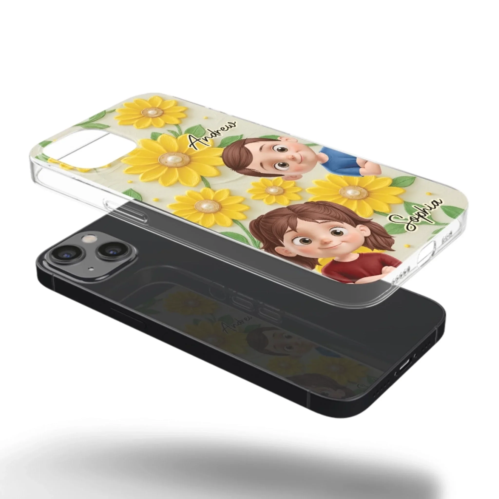 Custom 3D Inflated Effect Printed Clear Phone Case - Personalized Birthday Gifts For Mom, Grandma - Blooming With Joy Together - Image 33