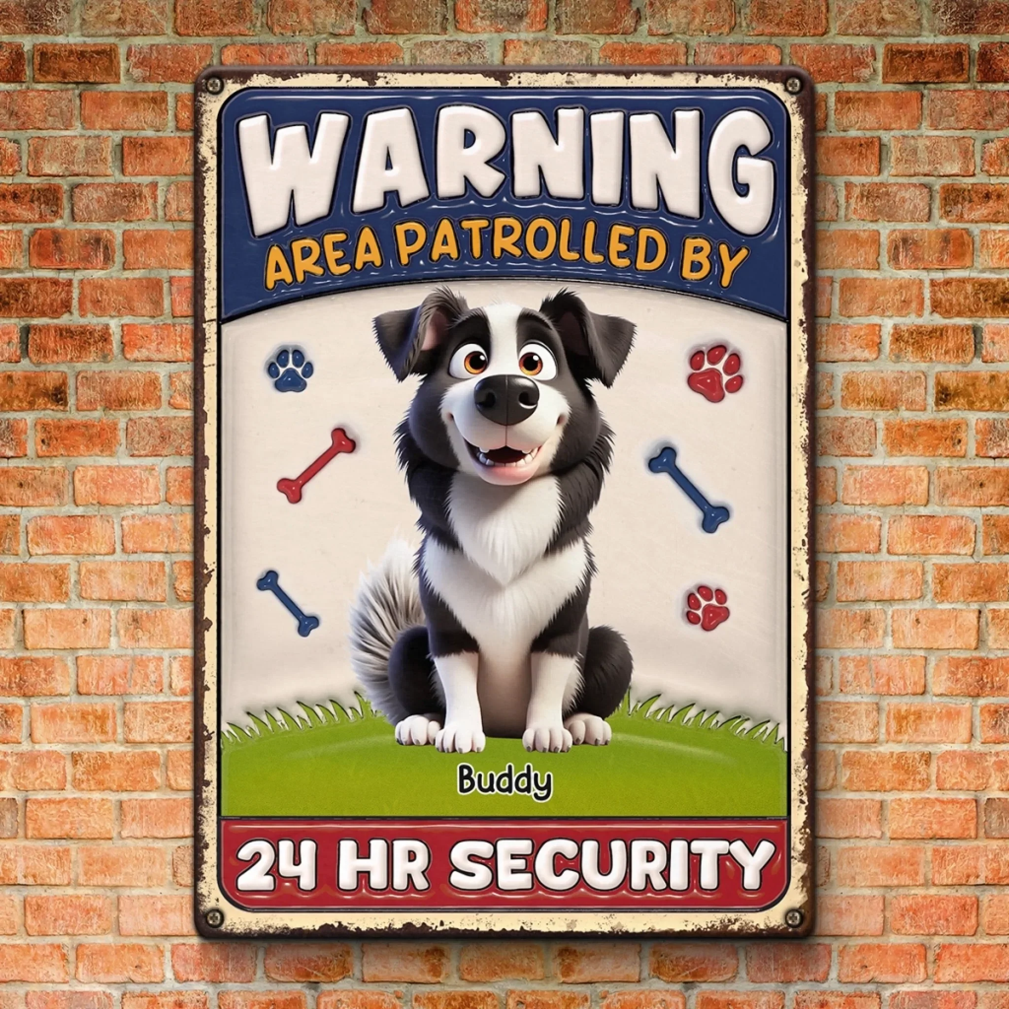Custom 3D Inflated Effect Printed Home Decor Metal Sign - Personalized  Birthday Gifts For Dog Lovers, Dog Dad And Mom - Woofing Is Our Warning System - Image 3