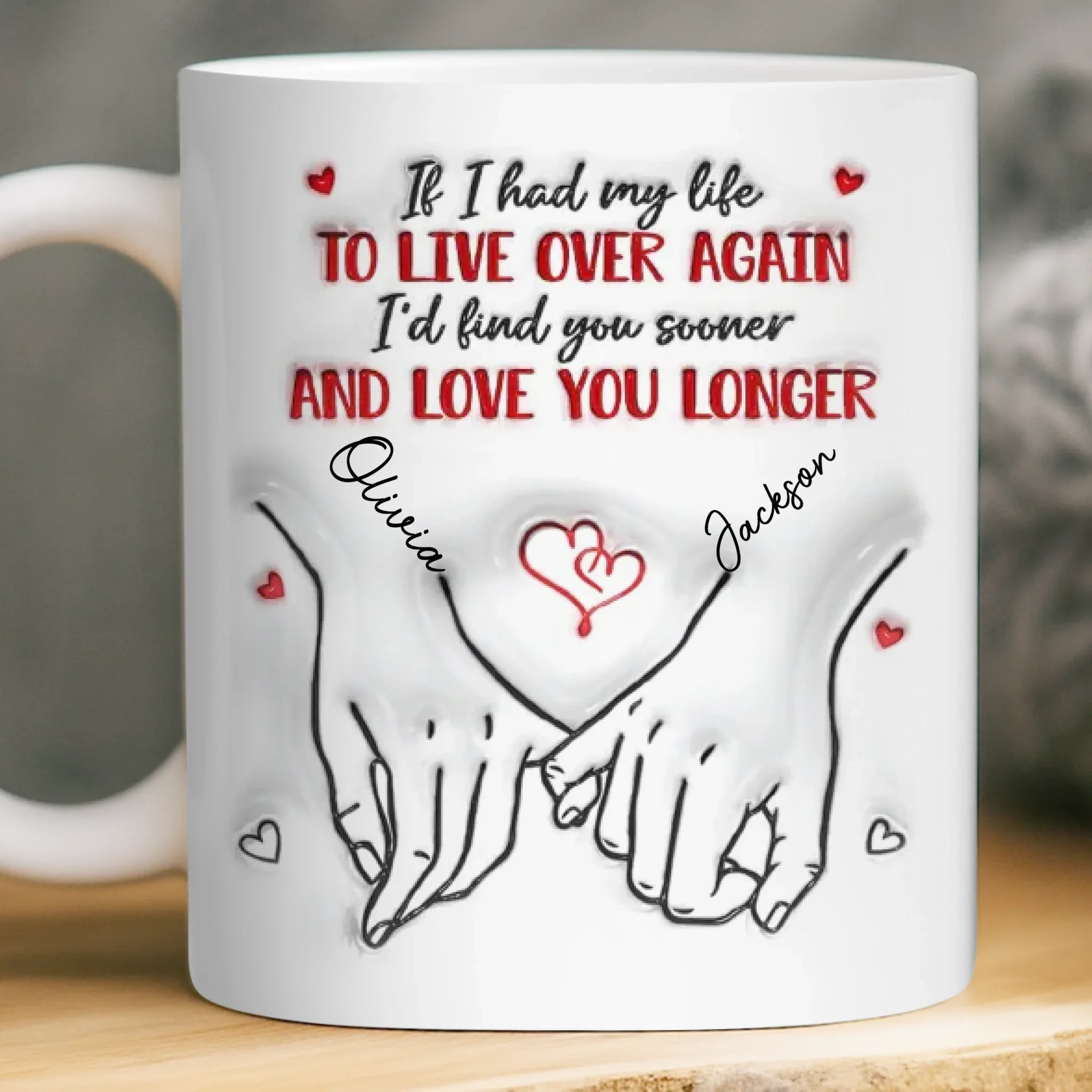 Custom 3D Inflated Effect Printed Mug - Personalized Anniversary Wedding Gifts For Husband And Wife, Him And Her - Love Feels Easy With You - Image 3