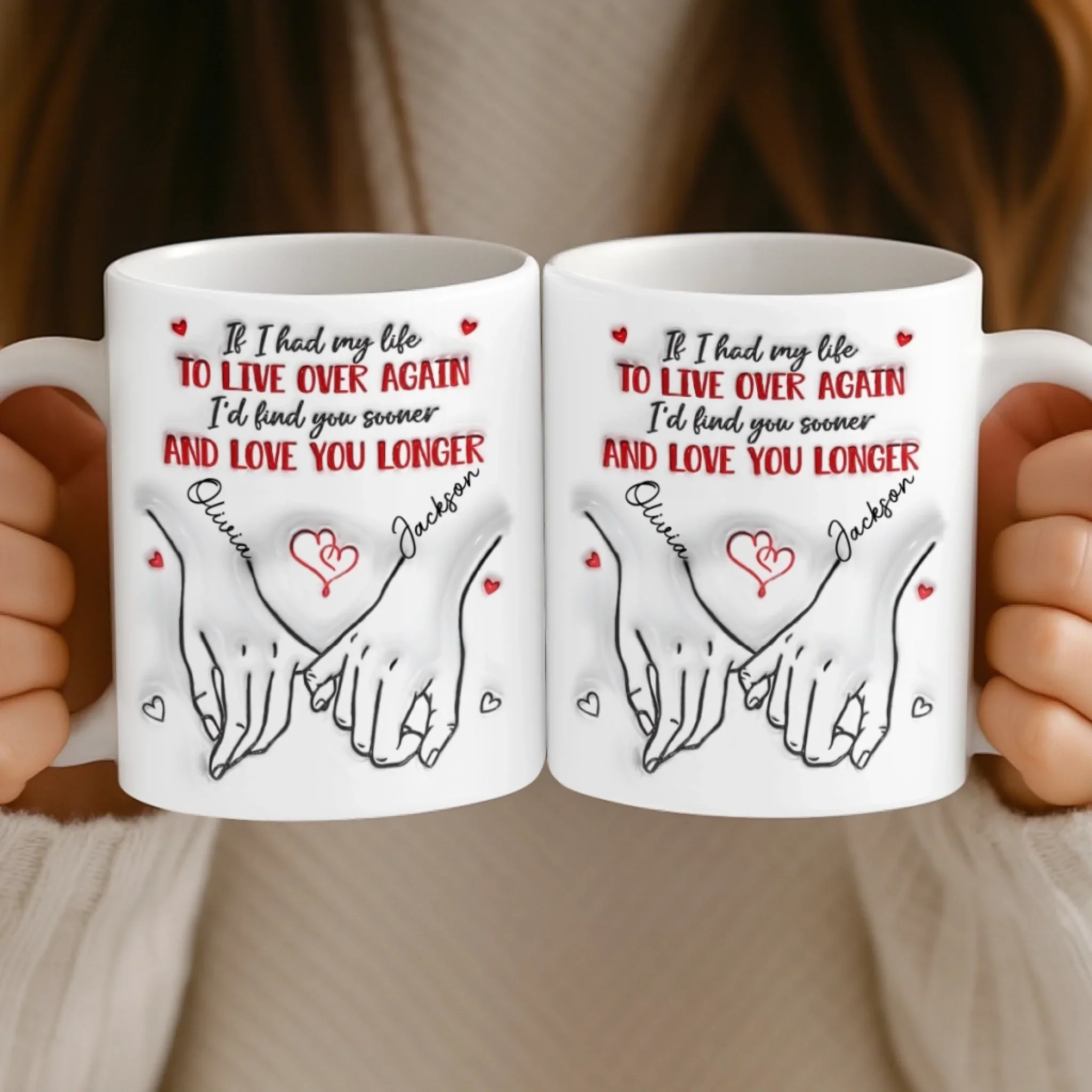 Custom 3D Inflated Effect Printed Mug - Personalized Anniversary Wedding Gifts For Husband And Wife, Him And Her - Love Feels Easy With You - Image 5