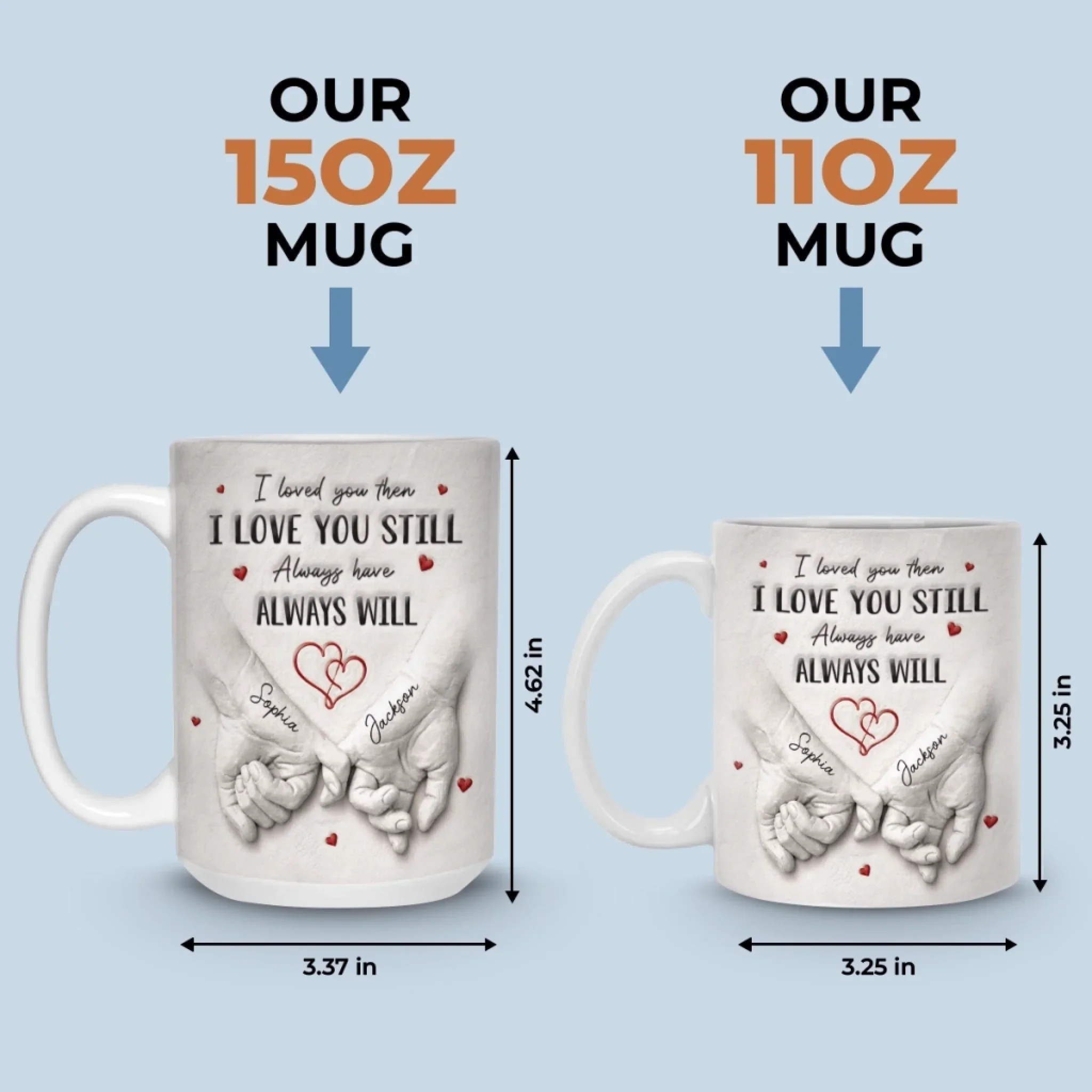 Custom 3D Inflated Effect Printed Mug - Personalized Anniversary Wedding Gifts For Husband And Wife, Him And Her - Love Grows Stronger With Us - Image 7