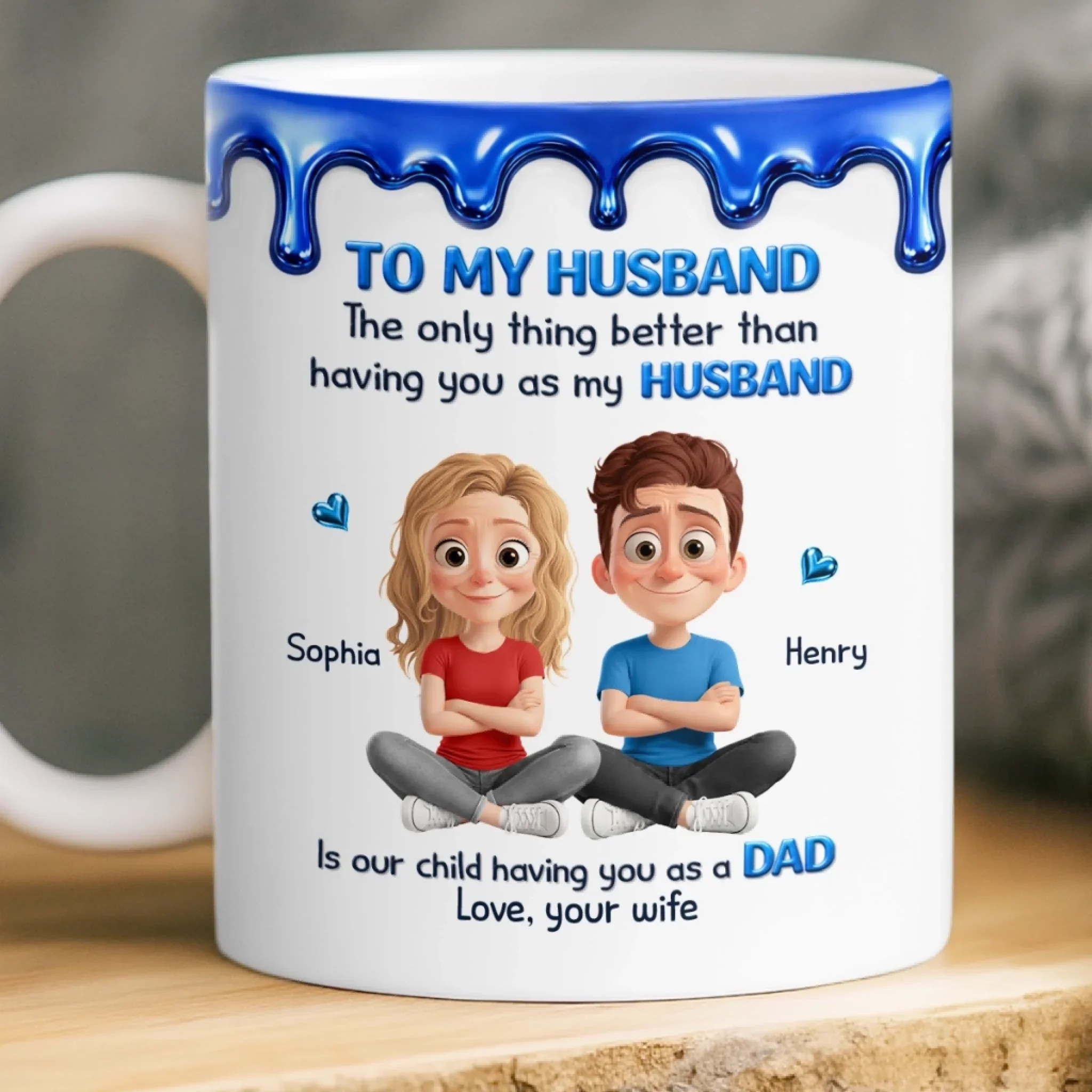 Custom 3D Inflated Effect Printed Mug - Personalized Anniversary Wedding Gifts For Husband And Wife, Him And Her - My Husband My Safe Place - Image 3
