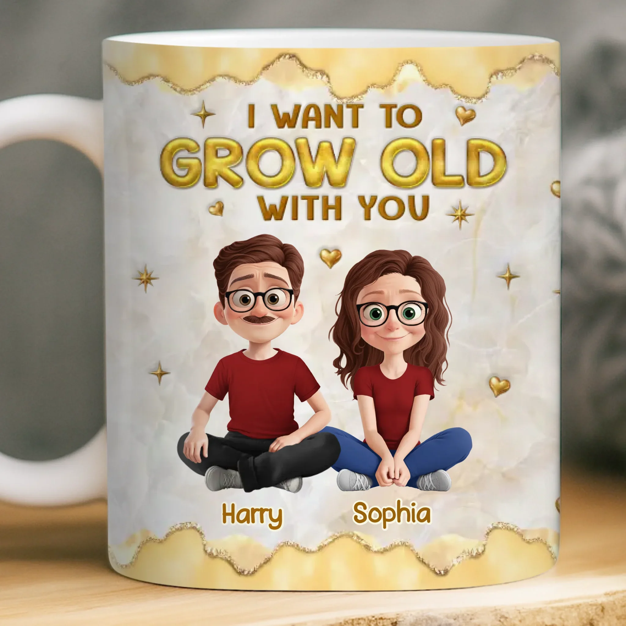 Custom 3D Inflated Effect Printed Mug - Personalized Anniversary Wedding Gifts For Husband And Wife, Him And Her - Our Connection Feels Natural - Image 3