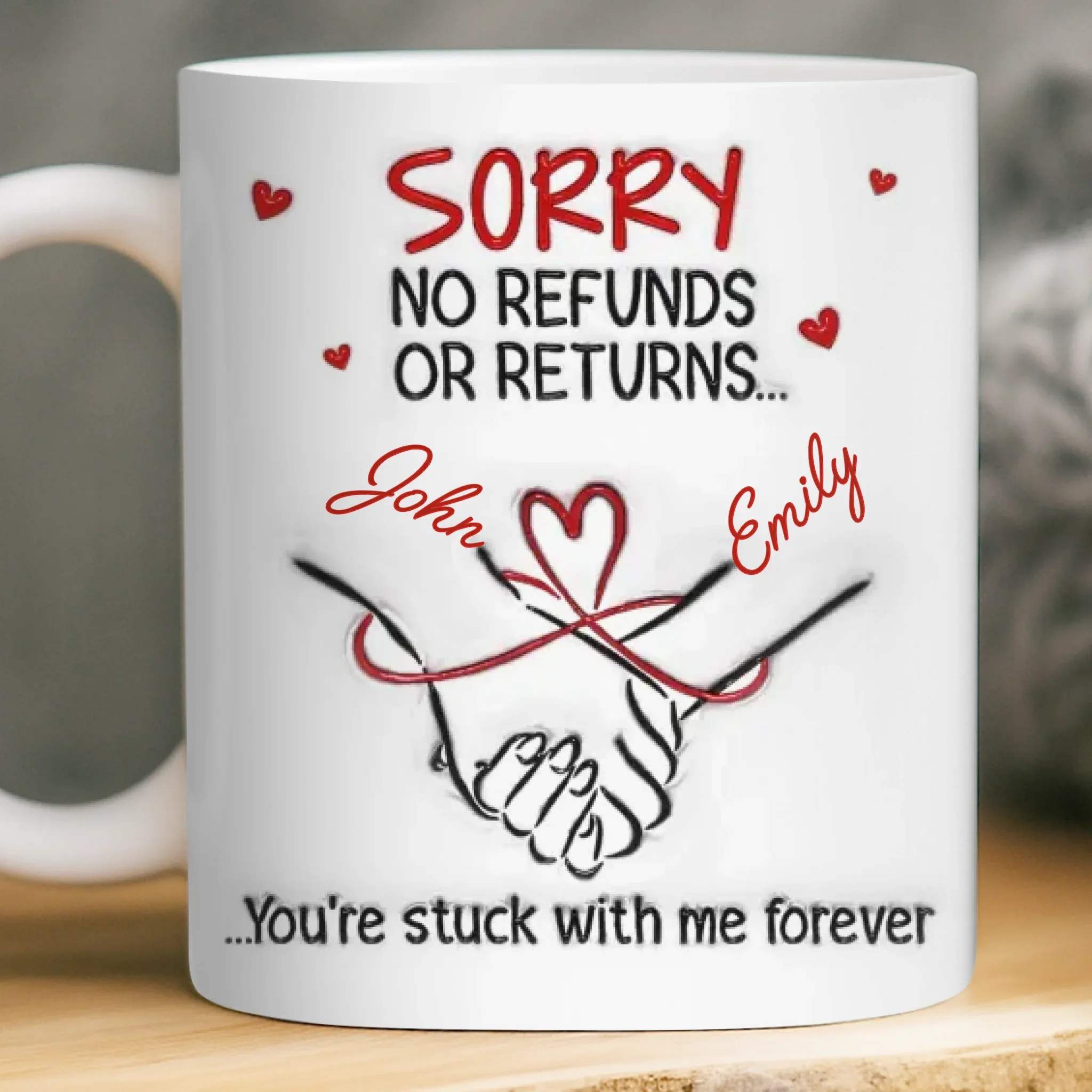 Custom 3D Inflated Effect Printed Mug - Personalized Anniversary Wedding Gifts For Husband And Wife, Him And Her - Our Love Starts With Coffee - Image 2