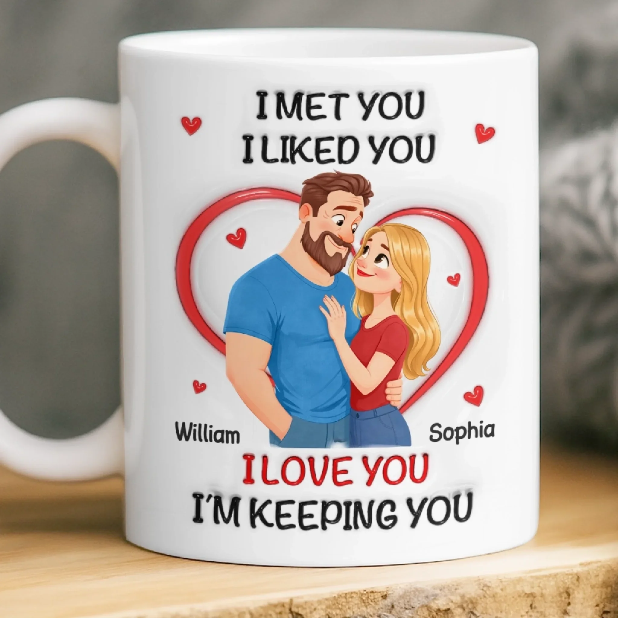 Custom 3D Inflated Effect Printed Mug - Personalized Anniversary Wedding Gifts For Husband And Wife, Him And Her - With You, Life’s Funnier - Image 4