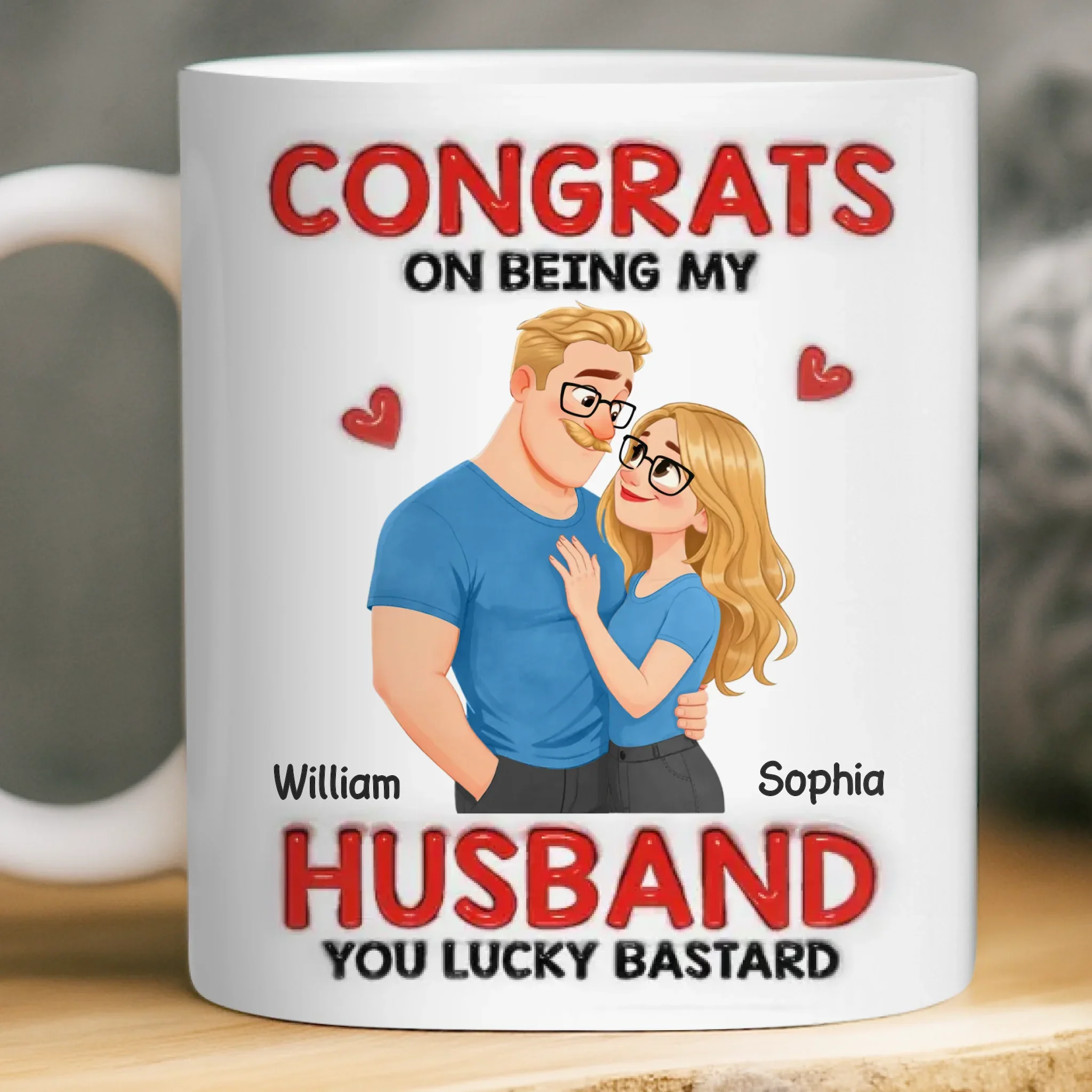 Custom 3D Inflated Effect Printed Mug - Personalized Anniversary Wedding Gifts For Husband And Wife, Him And Her - You’re Welcome, Handsome - Image 2