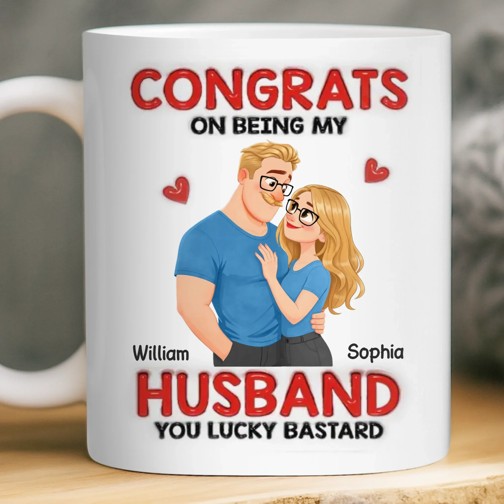 Custom 3D Inflated Effect Printed Mug - Personalized Anniversary Wedding Gifts For Husband And Wife, Him And Her - You’re Welcome, Handsome - Image 3