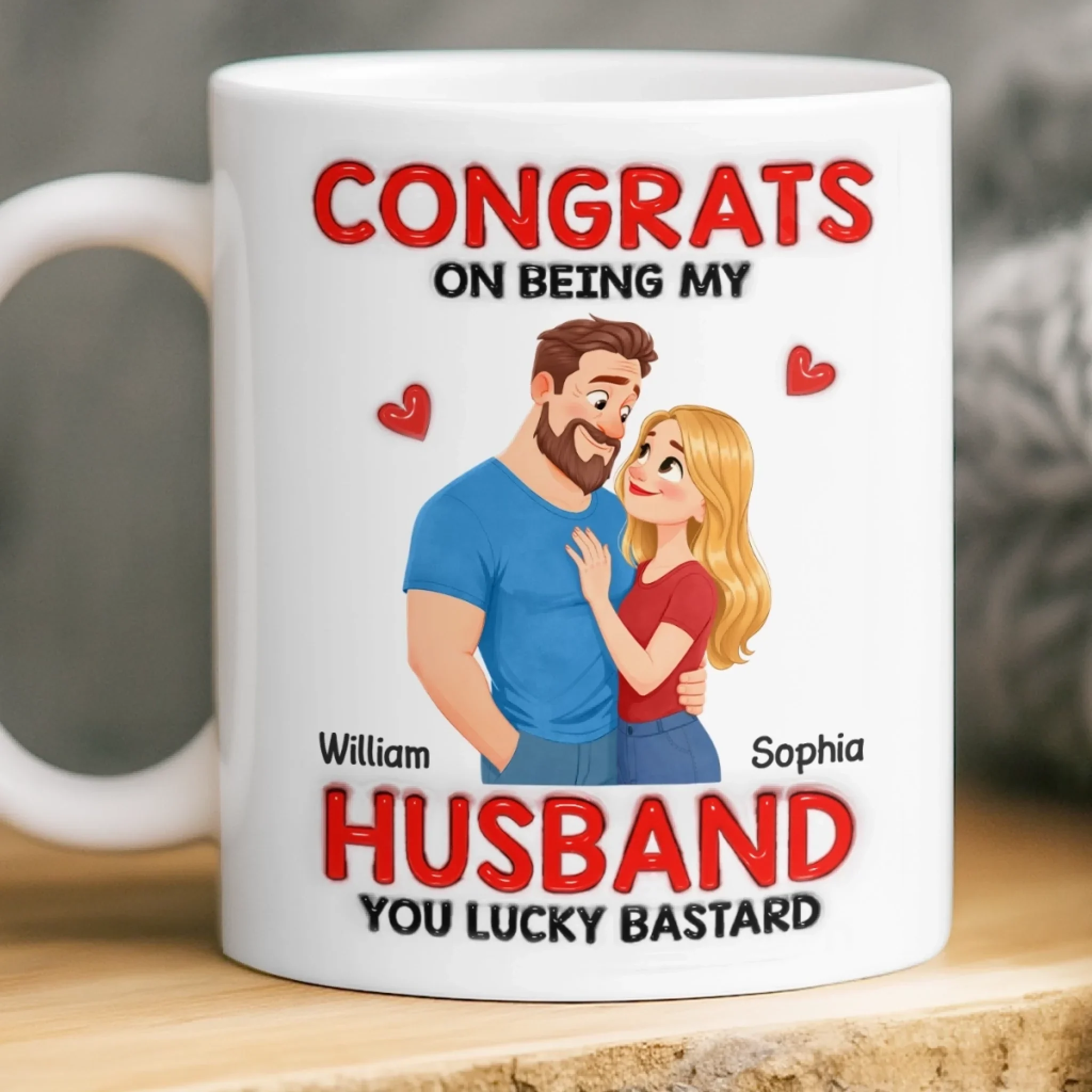 Custom 3D Inflated Effect Printed Mug - Personalized Anniversary Wedding Gifts For Husband And Wife, Him And Her - You’re Welcome, Handsome - Image 4