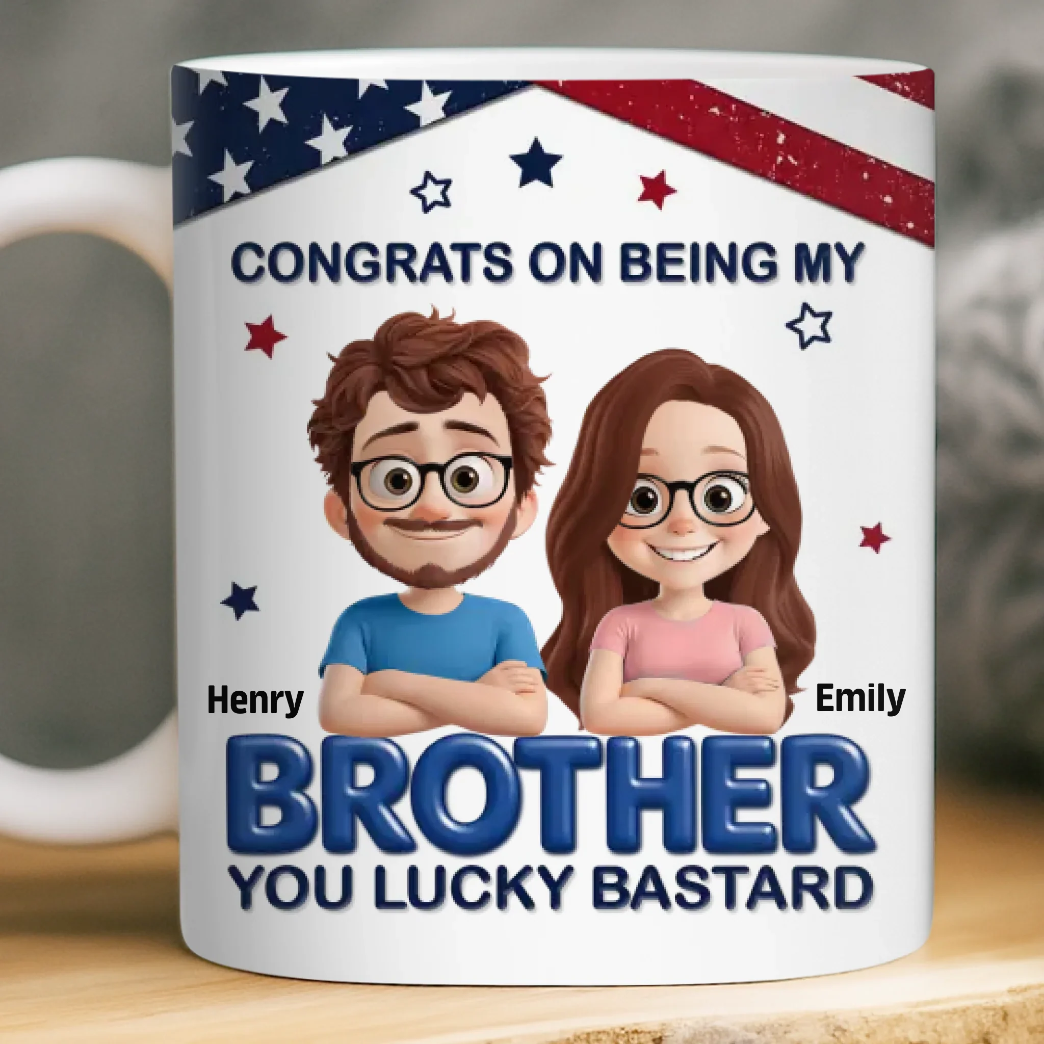 Custom 3D Inflated Effect Printed Mug - Personalized Birthday Gifts For Brother - Bound Together As Brothers - Image 2
