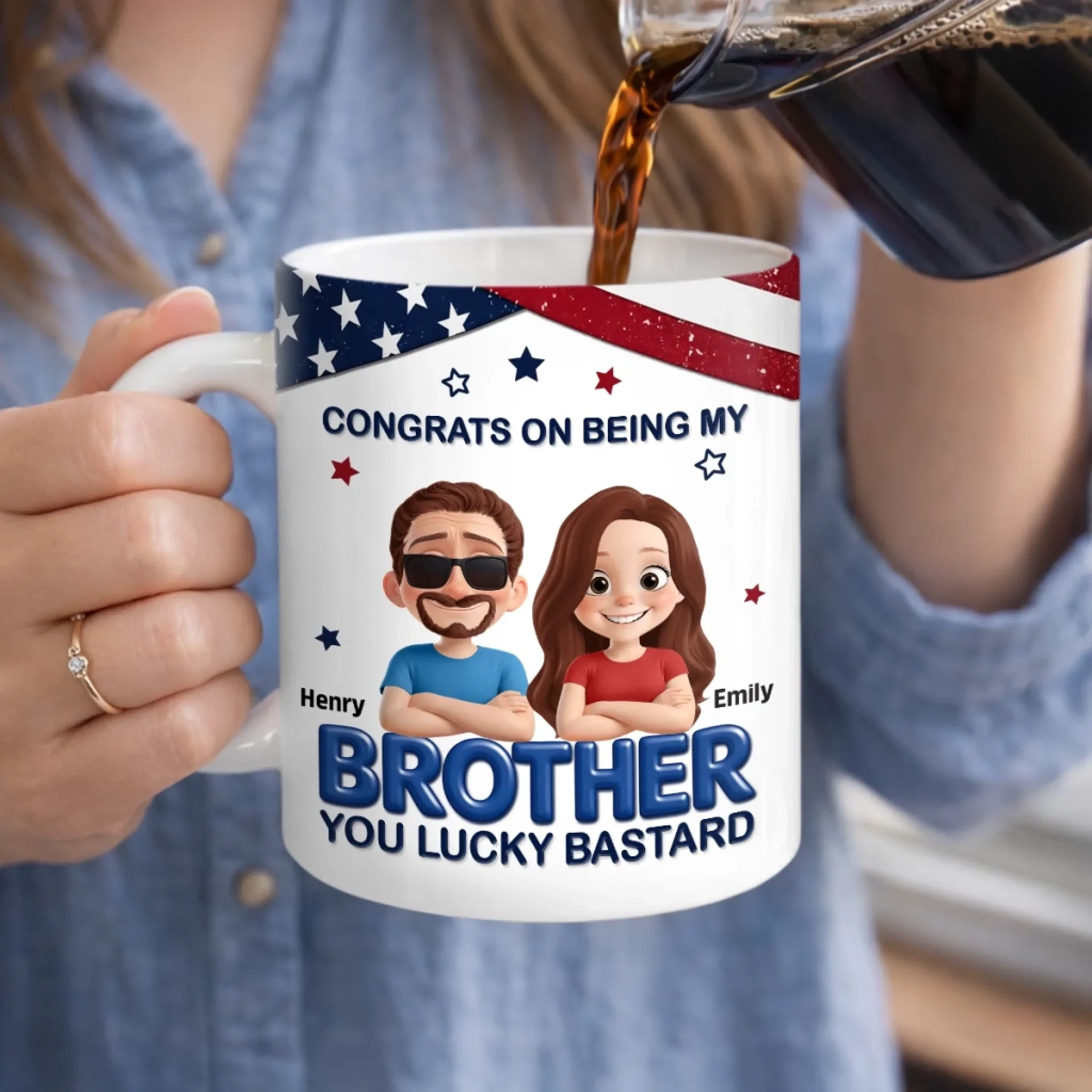 Custom 3D Inflated Effect Printed Mug - Personalized Birthday Gifts For Brother - Bound Together As Brothers - Image 4