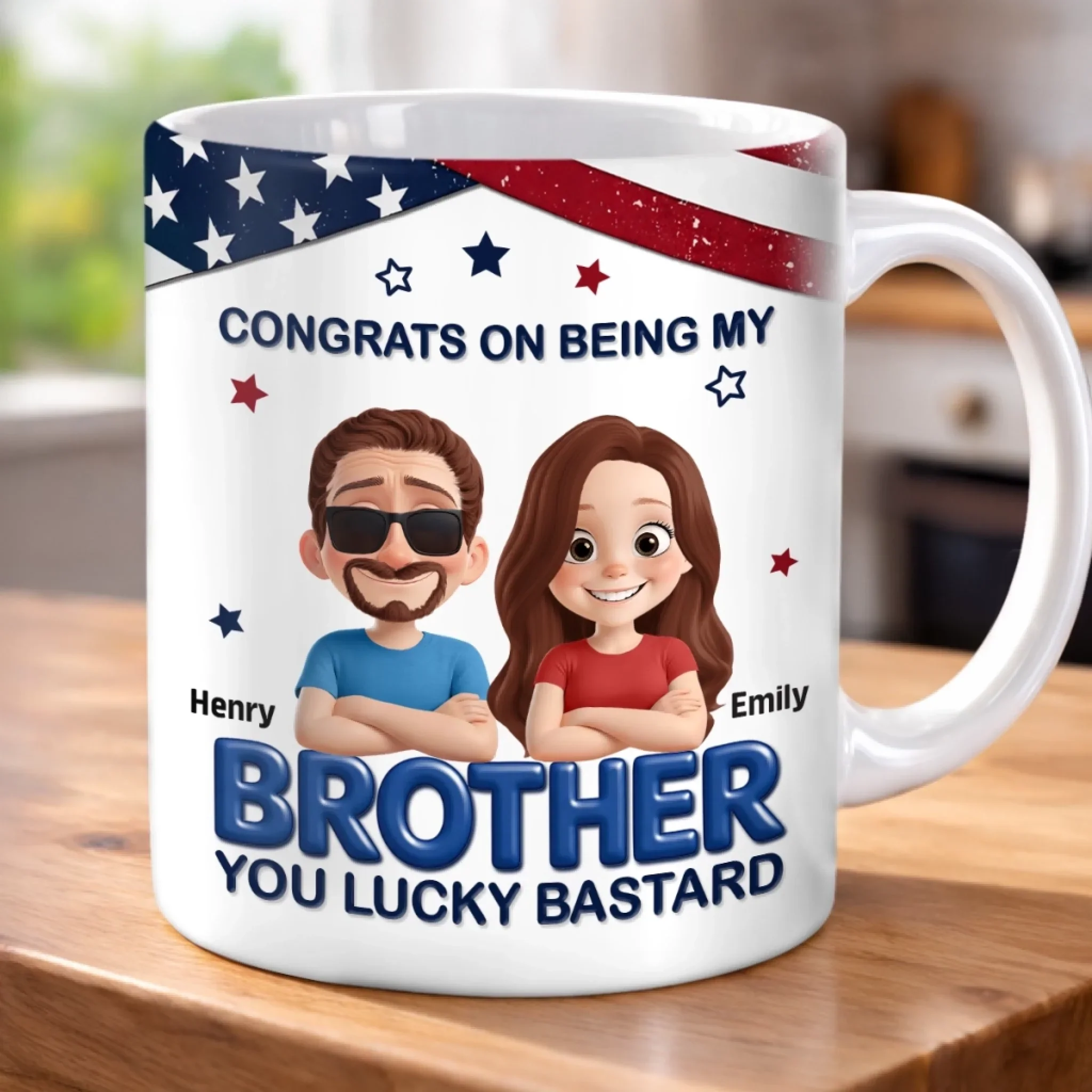 Custom 3D Inflated Effect Printed Mug - Personalized Birthday Gifts For Brother - Bound Together As Brothers - Image 5