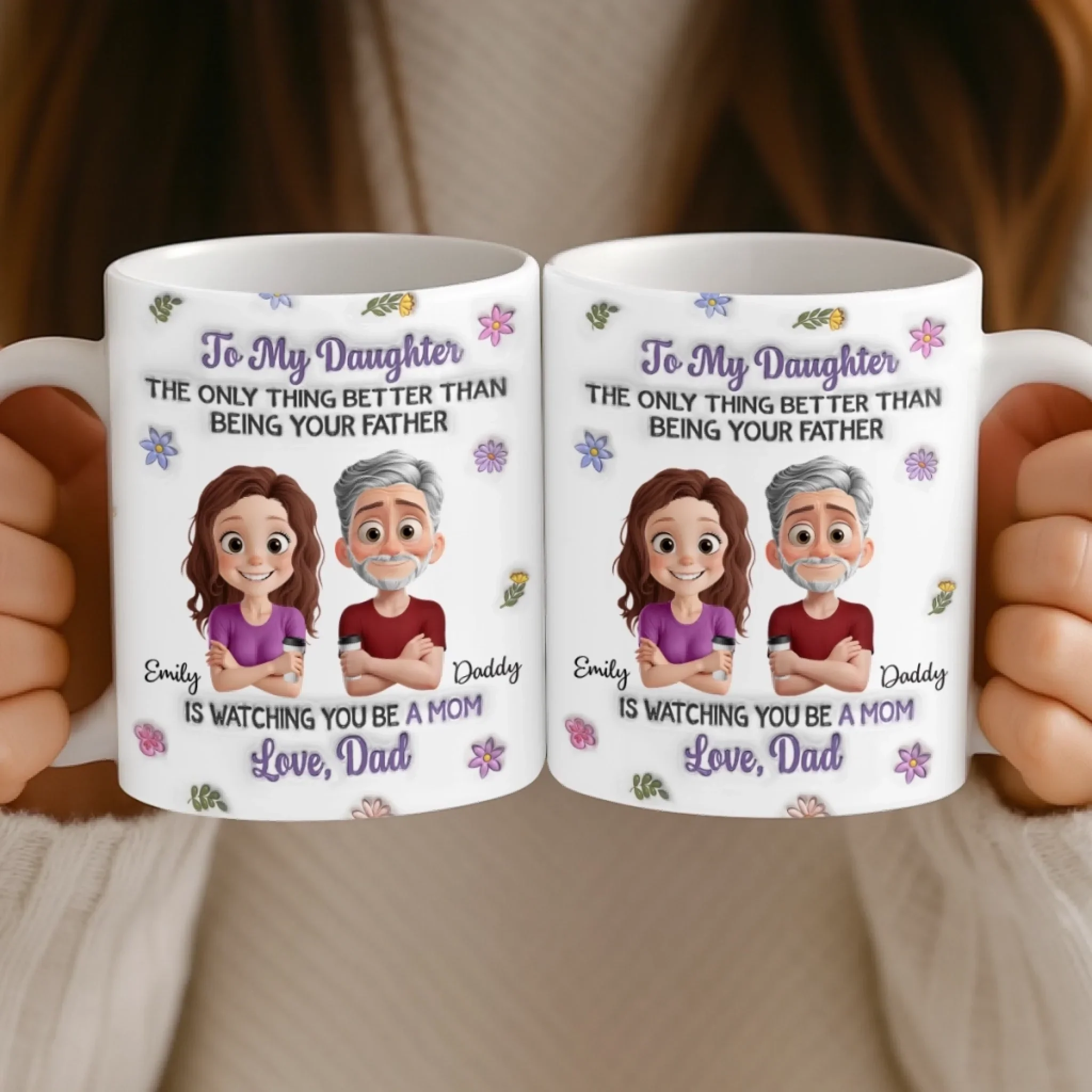 Custom 3D Inflated Effect Printed Mug - Personalized Birthday Gifts For Dad, Daughter - Daughter My Greatest Joy - Image 5